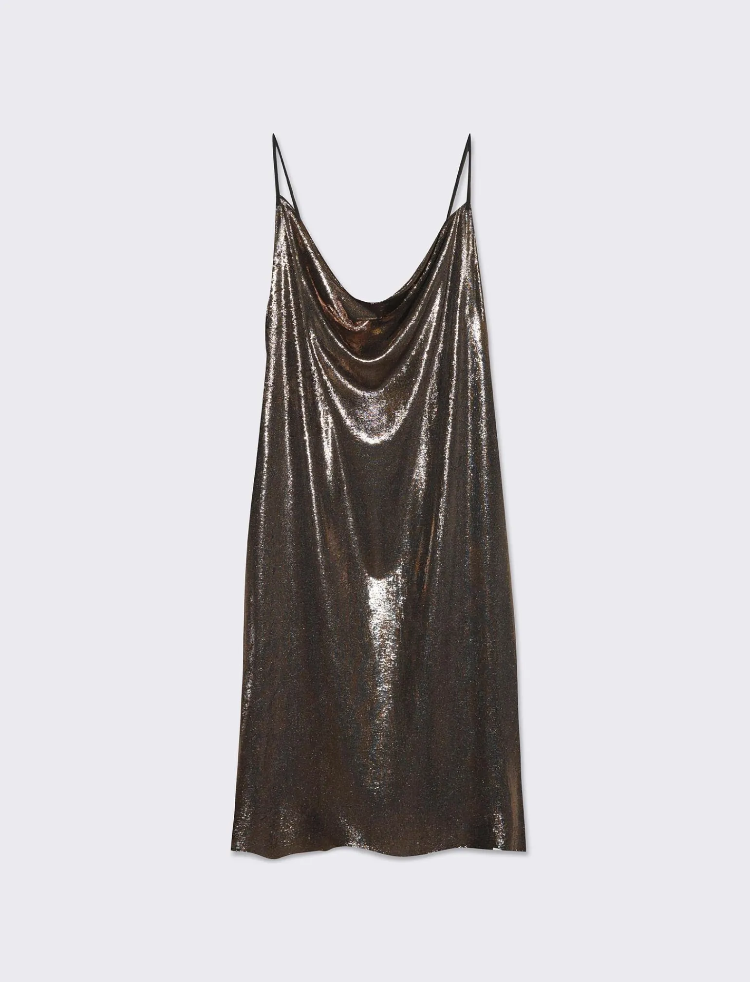 Donna Piazza Italia Donna | Abiti E Tute<Abito corto in lurex con scollo vulcano e bretelline - Bronzo