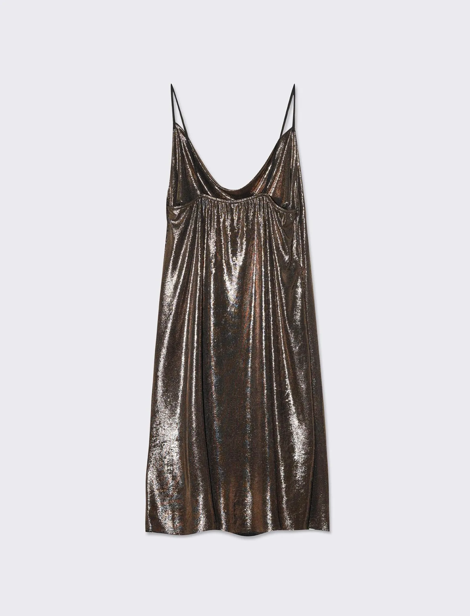 Donna Piazza Italia Donna | Abiti E Tute<Abito corto in lurex con scollo vulcano e bretelline - Bronzo