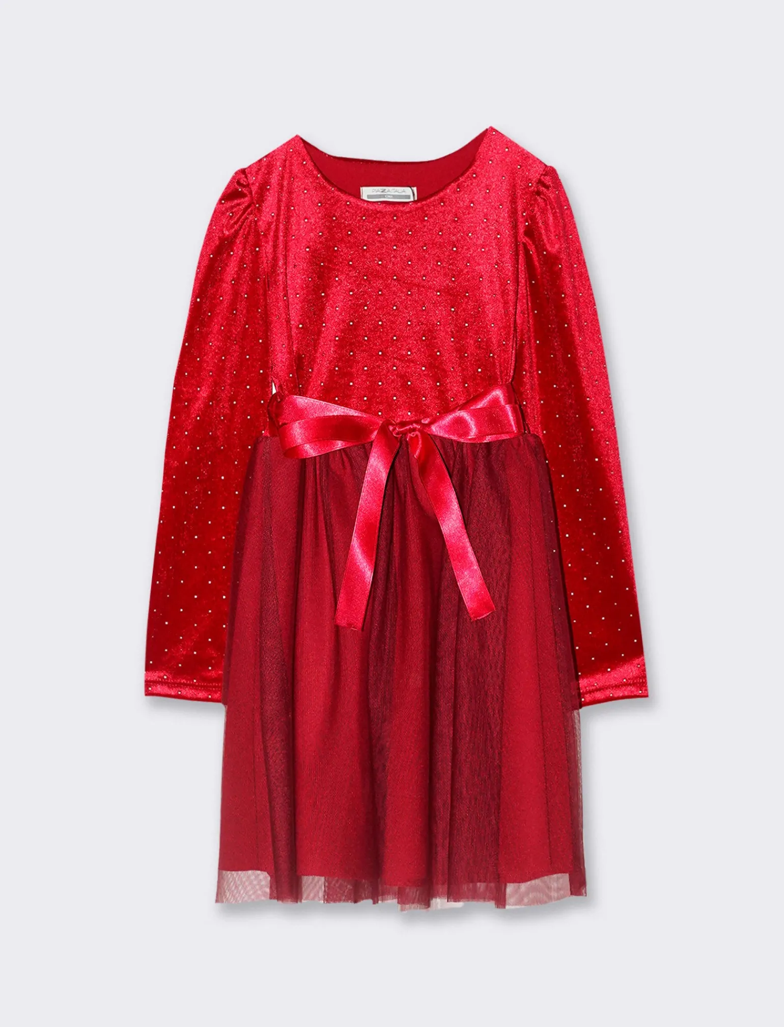 Piazza Italia Bambina | Abiti E Tute<Abito in tessuti combinati con borchiette metalliche - Bordeaux