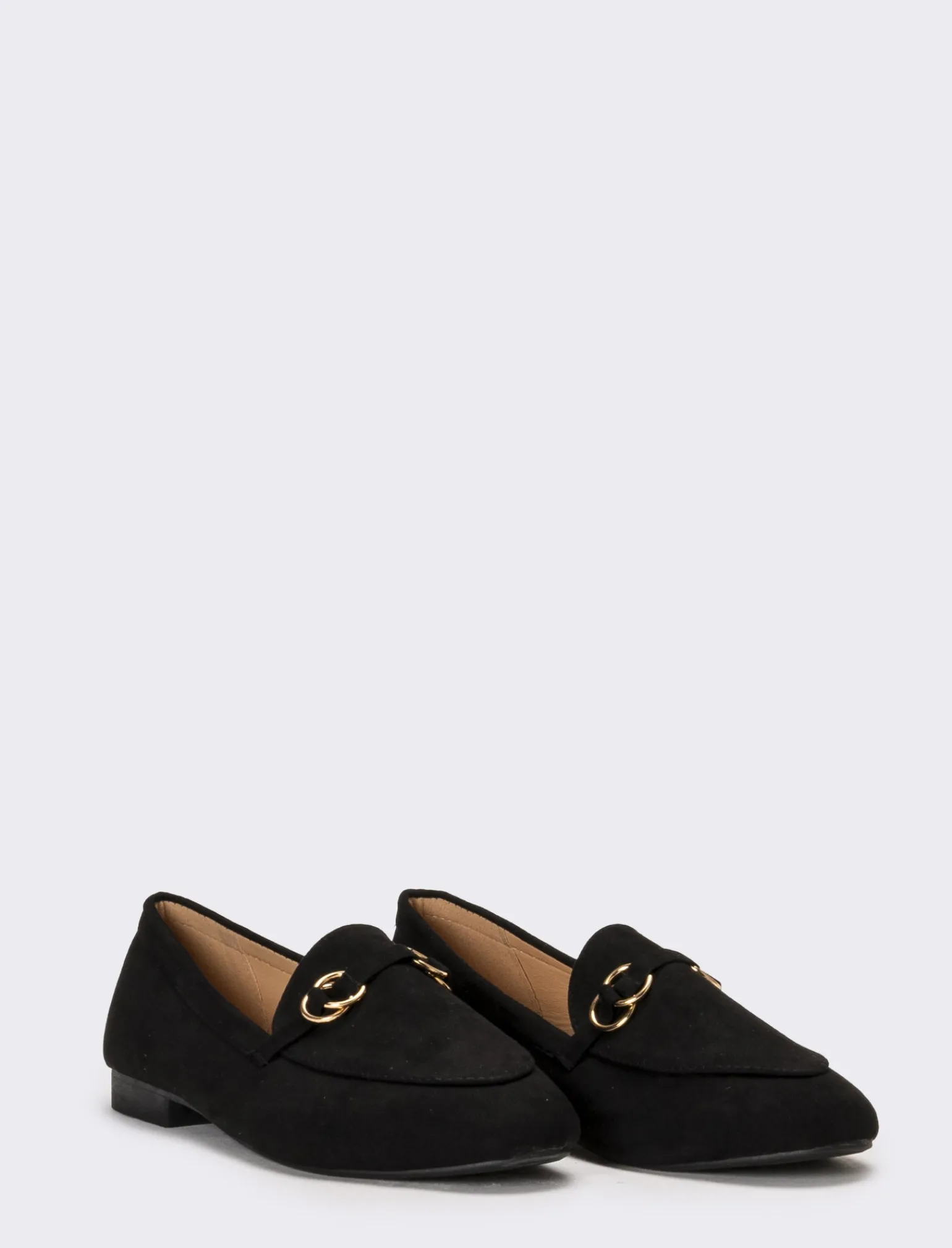 Donna Piazza Italia Donna | Ballerine<Ballerina in microfibra nera con accessorio dorato - Nero