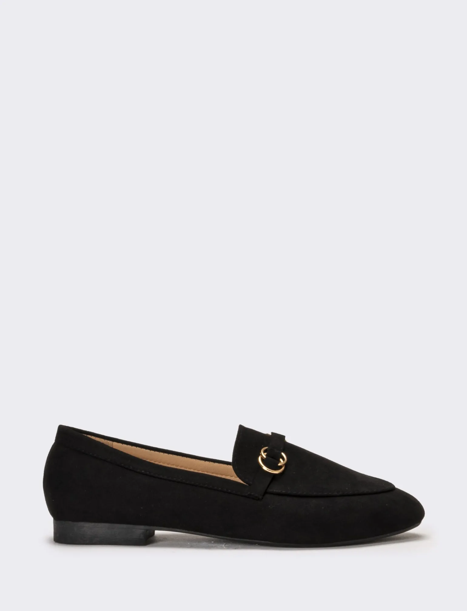 Donna Piazza Italia Donna | Ballerine<Ballerina in microfibra nera con accessorio dorato - Nero