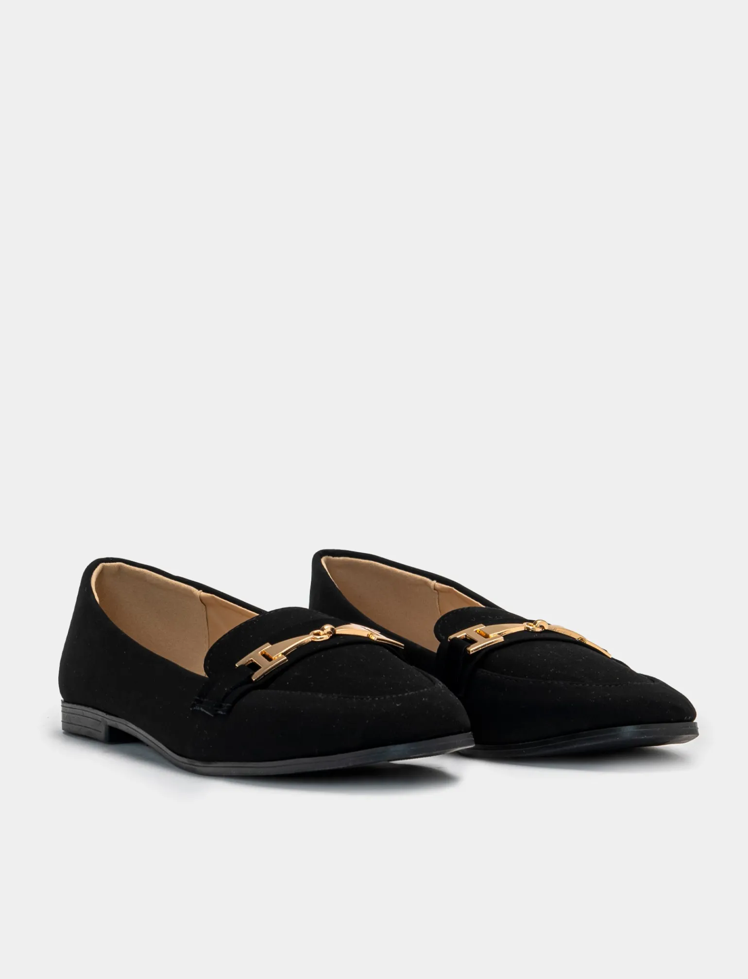 Donna Piazza Italia Donna | Ballerine<Ballerina in microfibra nera con morsetto dorato. -