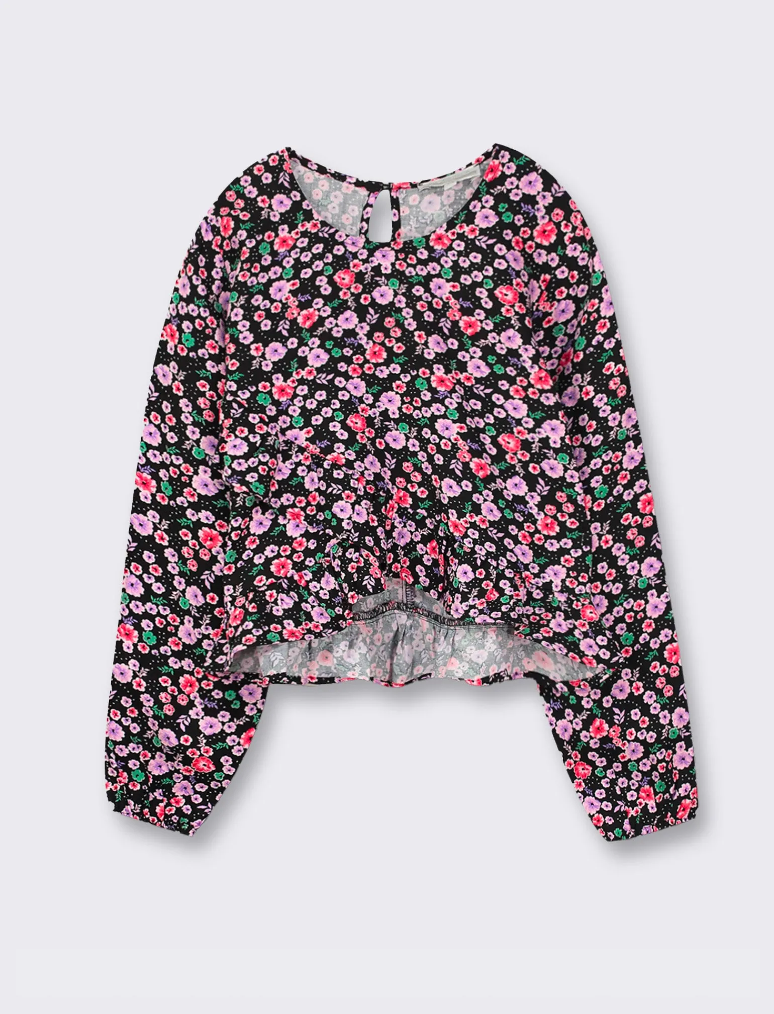 Piazza Italia Bambina | Camicie E Bluse<Blusa elegante in viscosa con stampa all over e balza asimmetrica sul davanti con apertura a goccia - Fantasia