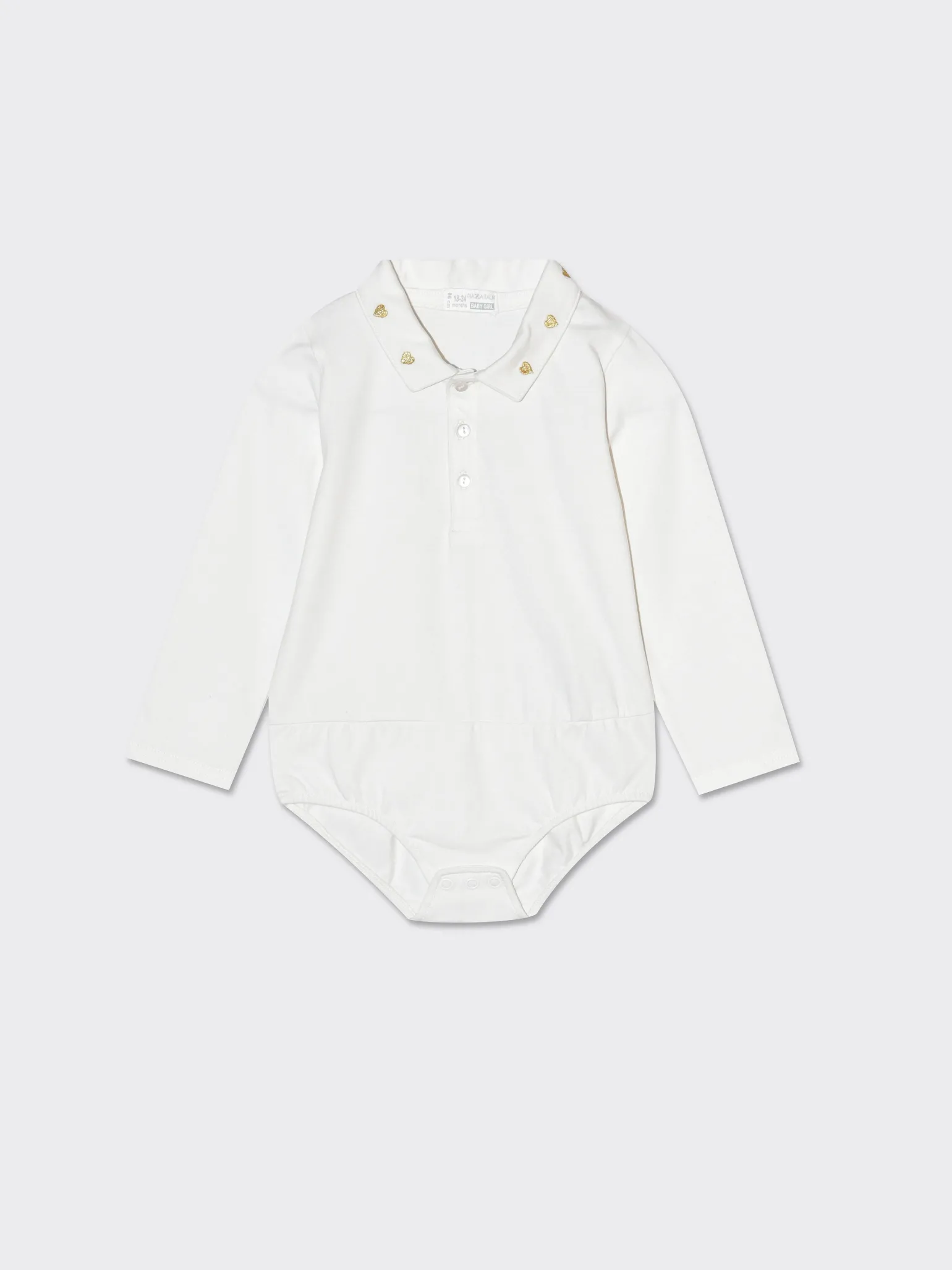 Piazza Italia Neonata<Body con ricami in lurex dorato - panna