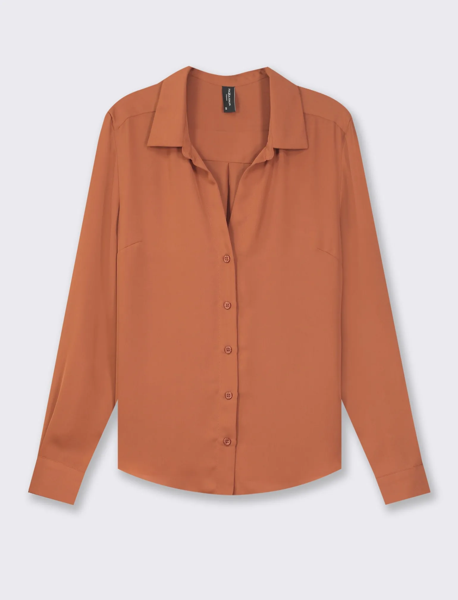 Donna Piazza Italia Donna | Camicie E Casacche<Camicia basic vestibilità regual in tessuto georgette e scollo a V - coccio