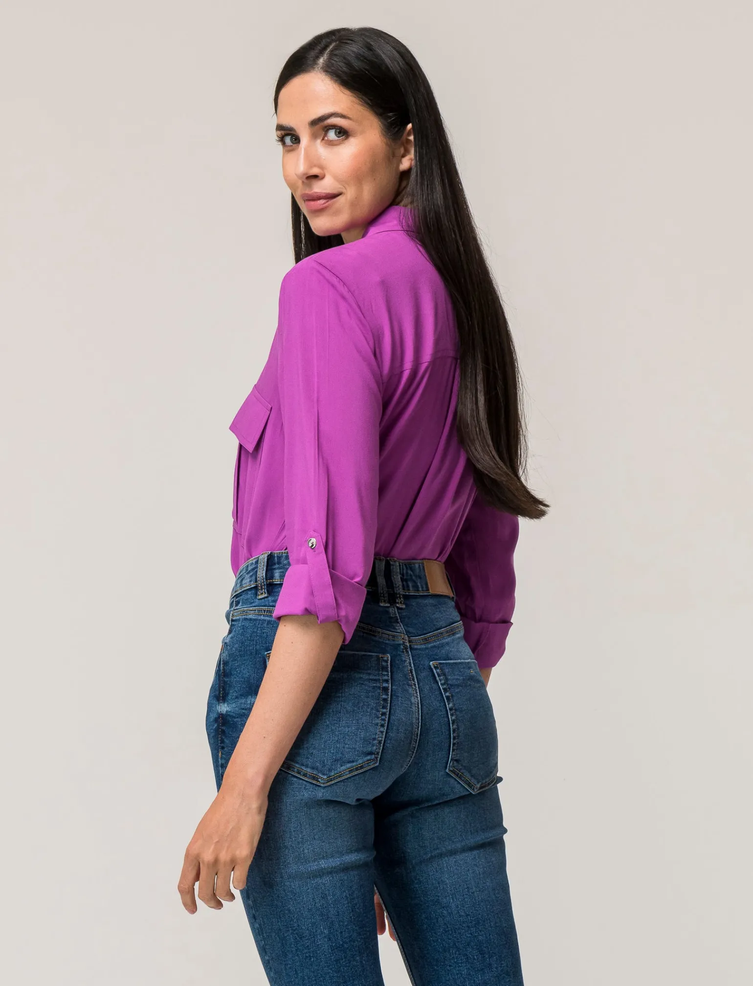 Donna Piazza Italia Donna | Camicie E Casacche<Camicia basica con tasconi applicati e aletta su manica e spalle vestibilità regular -