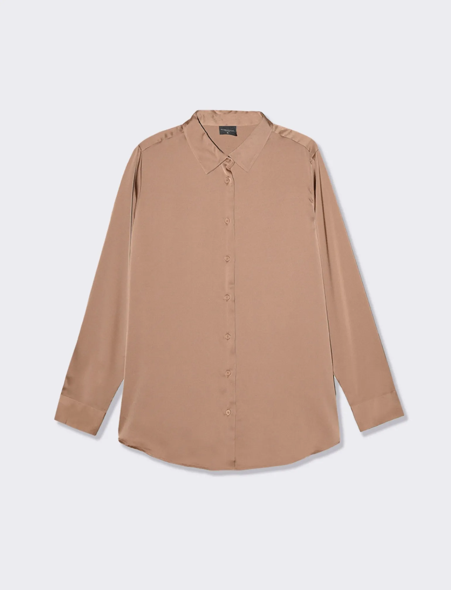 Donna Piazza Italia Camicie E Casacche<Camicia basica regular con bottoni ricoperti in tessuto - castoro