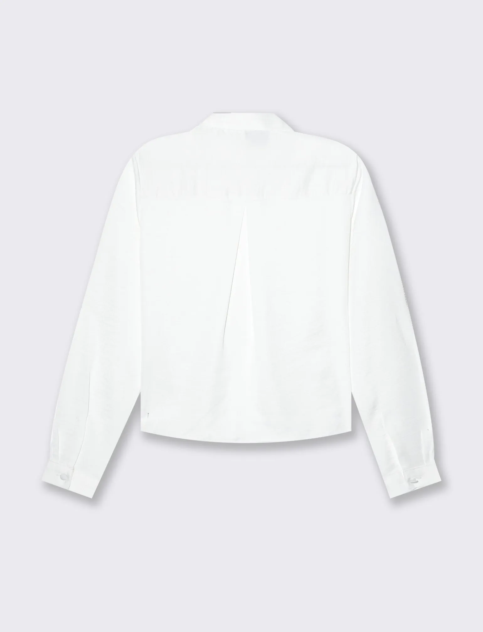 Donna Piazza Italia Donna | Camicie E Casacche<Camicia crop a manica lunga con scollo a V in satin - Avorio