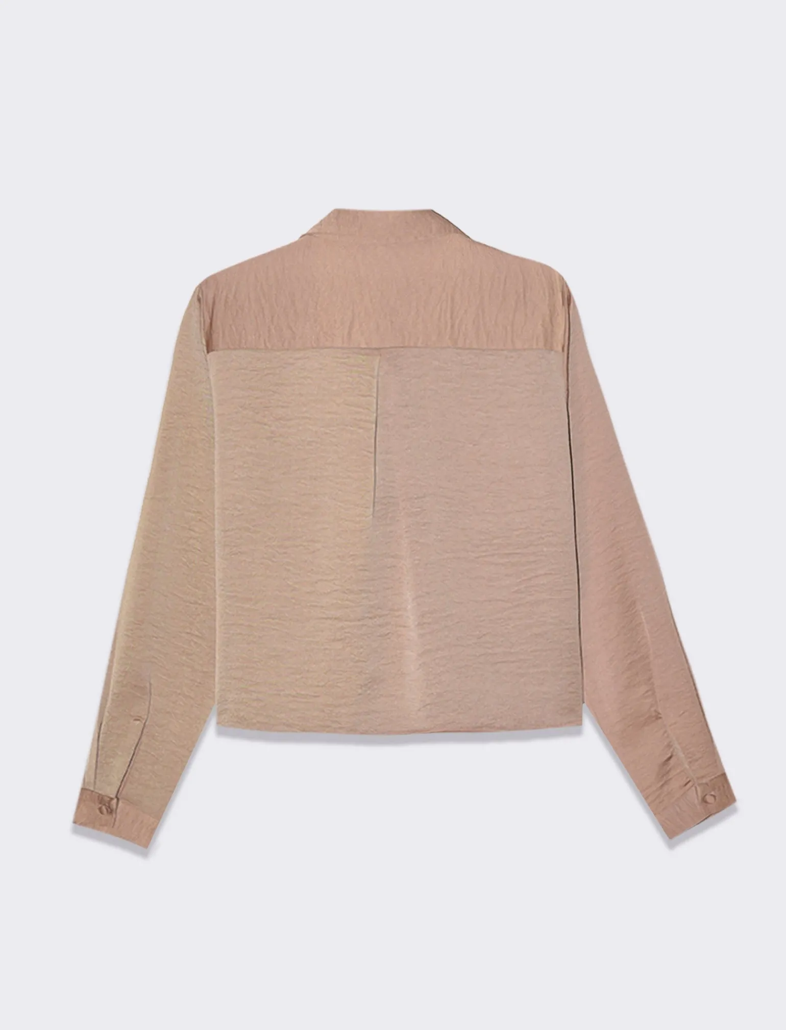 Donna Piazza Italia Donna | Camicie E Casacche<Camicia crop a manica lunga con scollo a V in satin - castoro