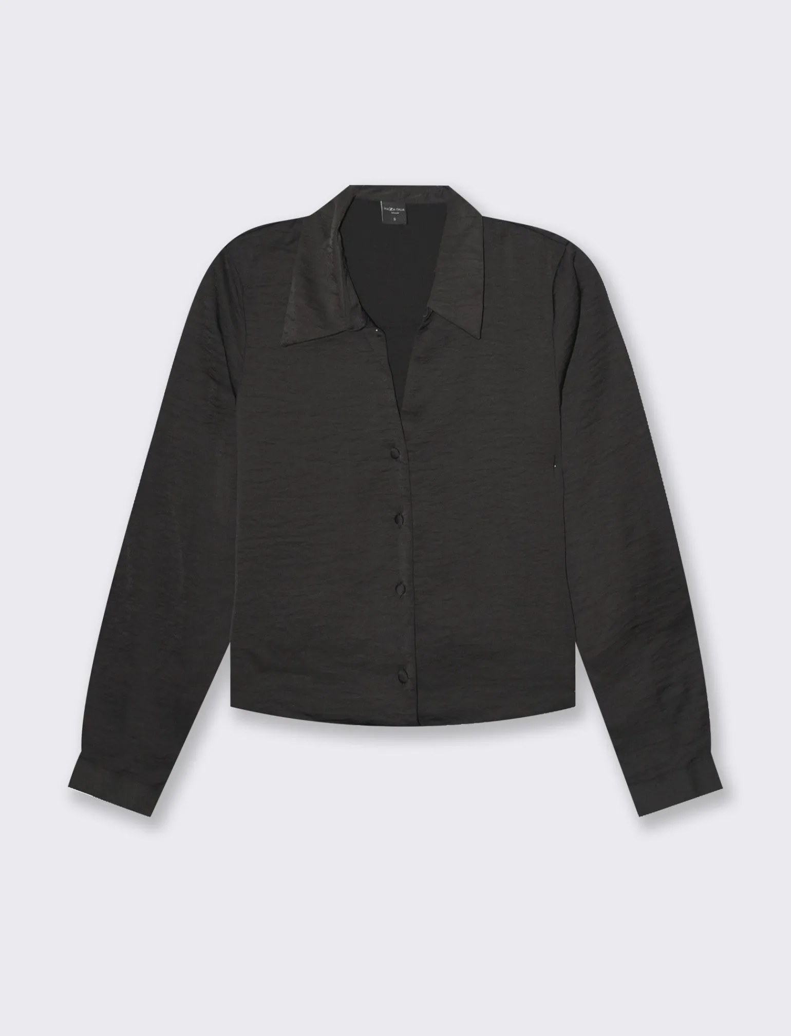 Donna Piazza Italia Donna | Camicie E Casacche<Camicia crop a manica lunga con scollo a V in satin -