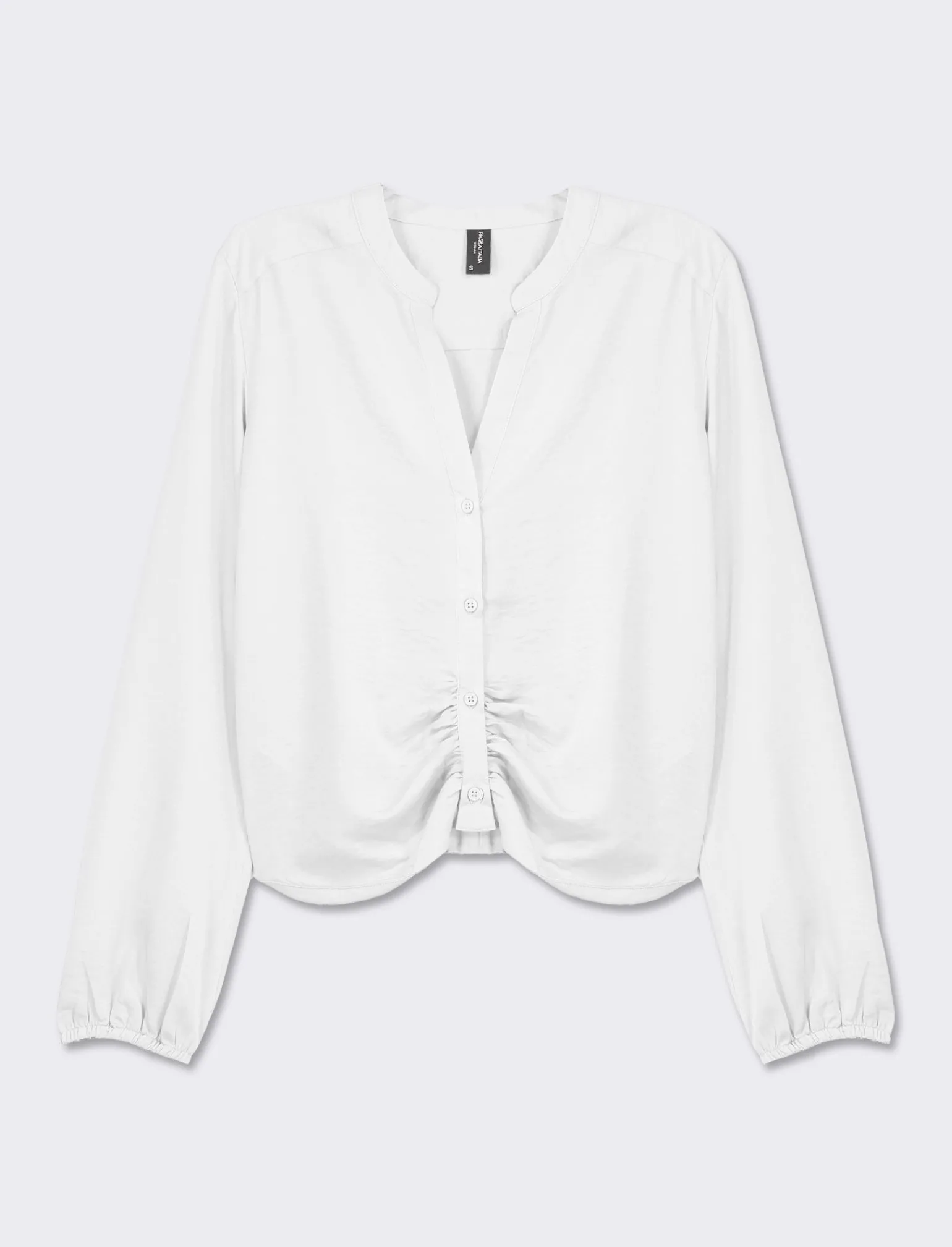 Donna Piazza Italia Donna | Camicie E Casacche<Camicia cropped manica lunga e con pieghe sul fondo effetto sblusato - latte