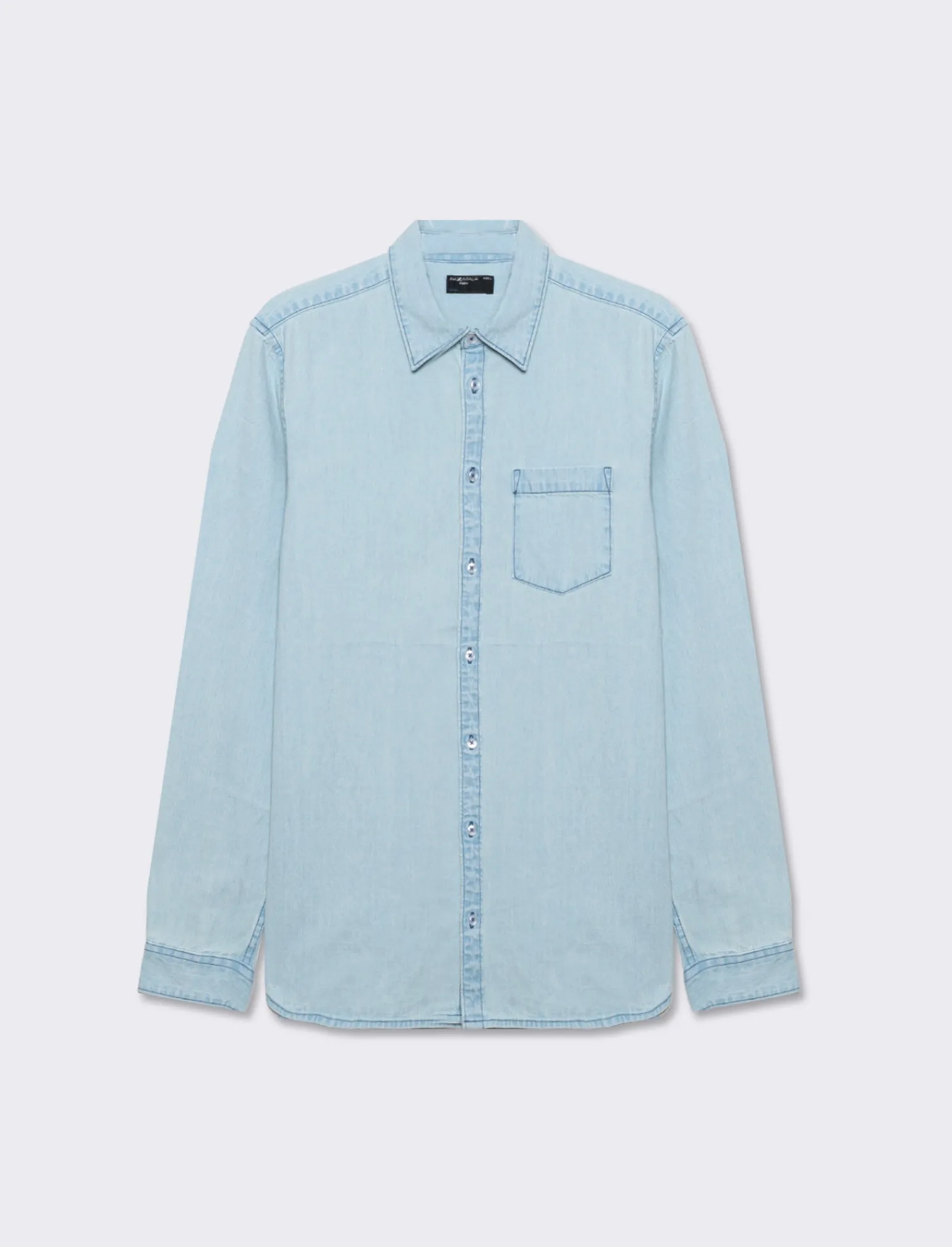 Uomo Piazza Italia Uomo | Camicie<Camicia in denim regular fit colletto revers a maniche lunghe - Denim chiaro