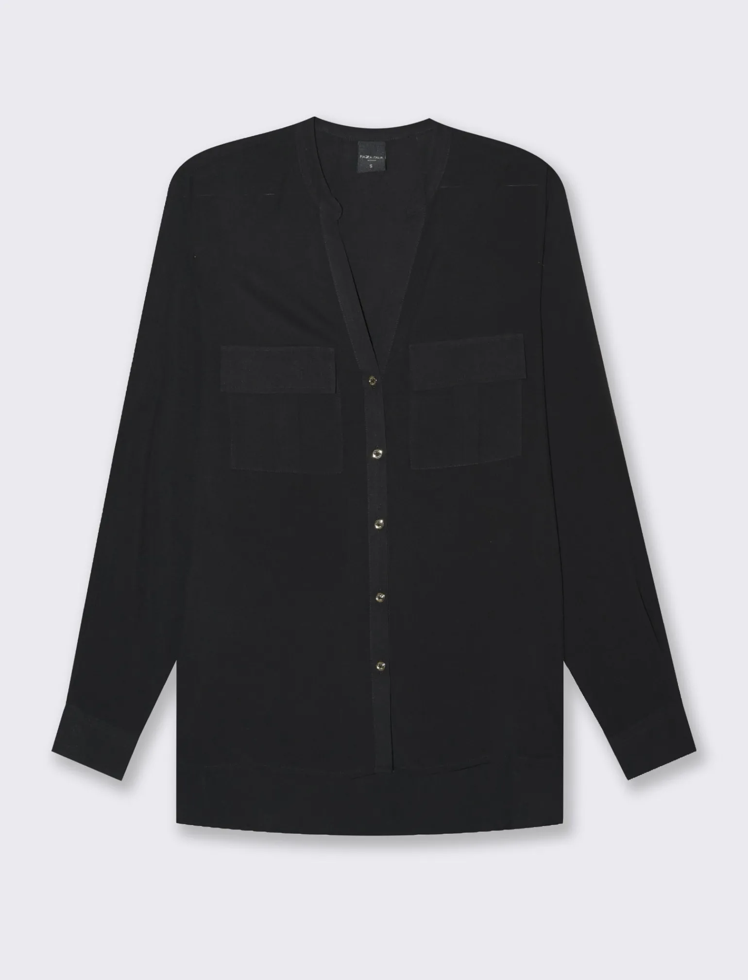 Donna Piazza Italia Camicie E Casacche<Camicia in viscosa manica lunga risvoltabile tramite alette -