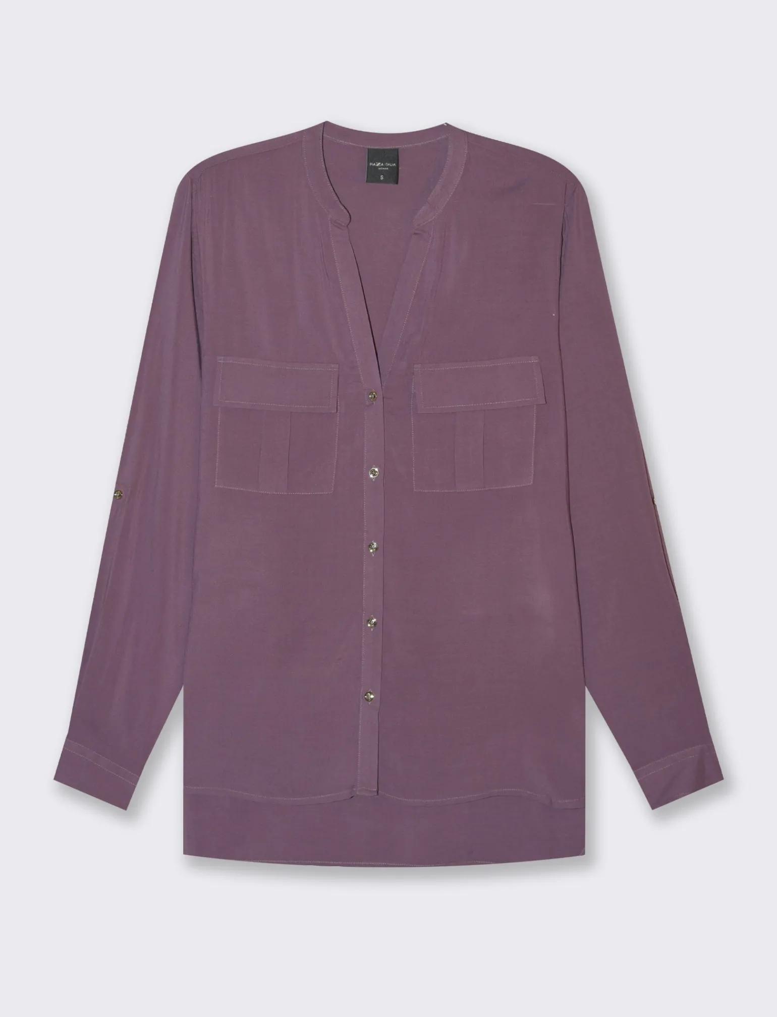 Donna Piazza Italia Camicie E Casacche<Camicia in viscosa manica lunga risvoltabile tramite alette - malva