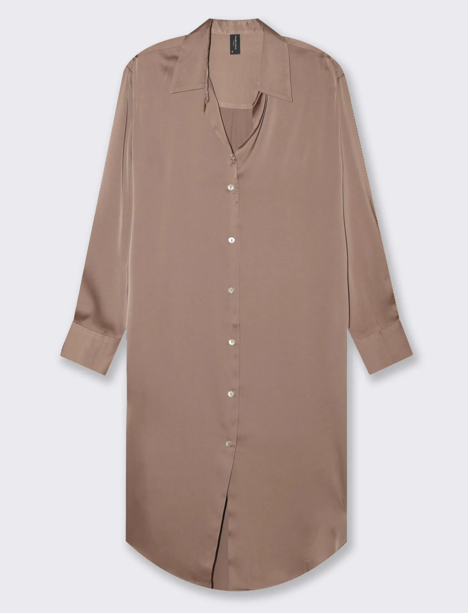 Donna Piazza Italia Donna | Camicie E Casacche<Camicia lunga in tessuto di raso morbido sulla spalla - castoro