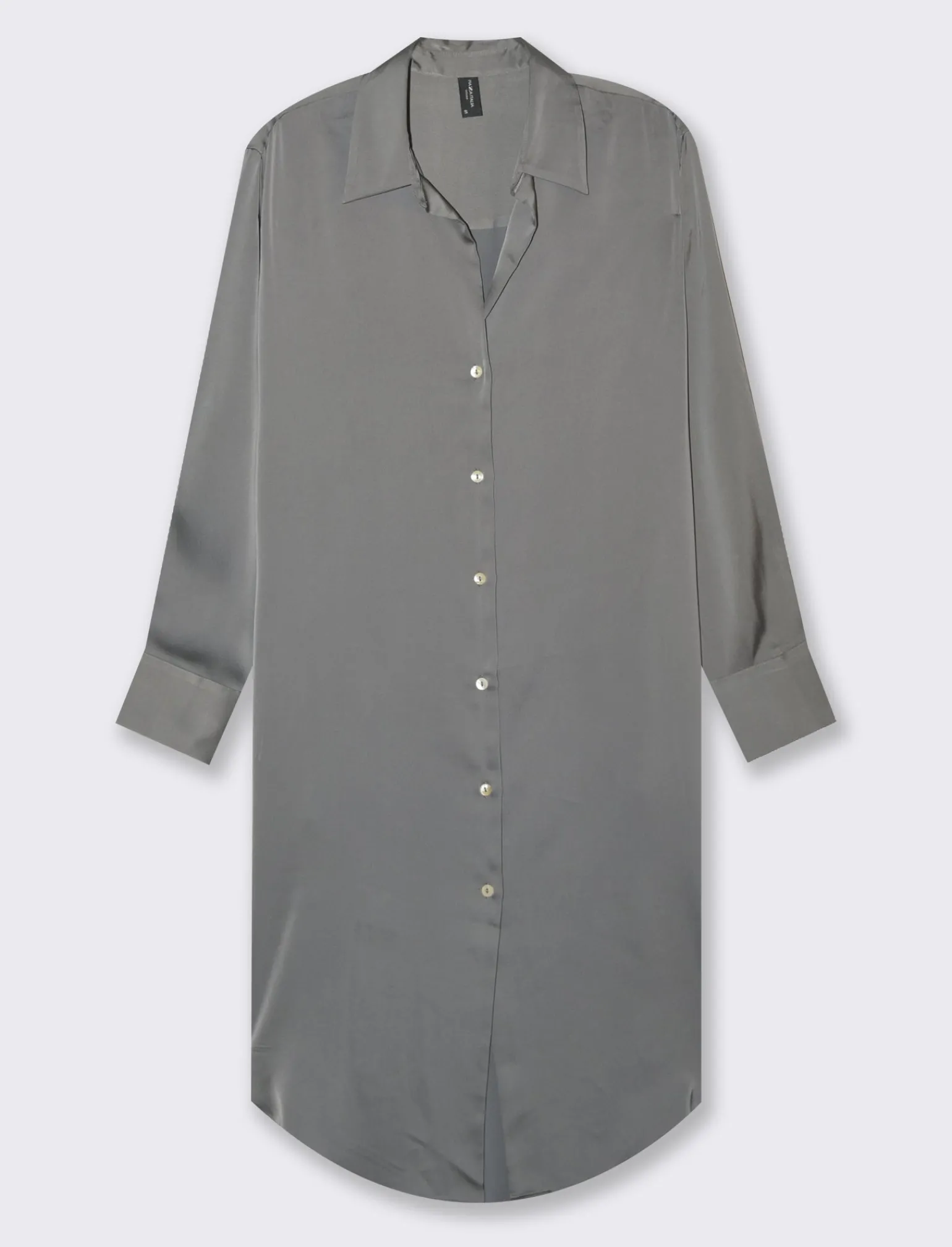 Donna Piazza Italia Donna | Camicie E Casacche<Camicia lunga in tessuto di raso morbido sulla spalla - piombo