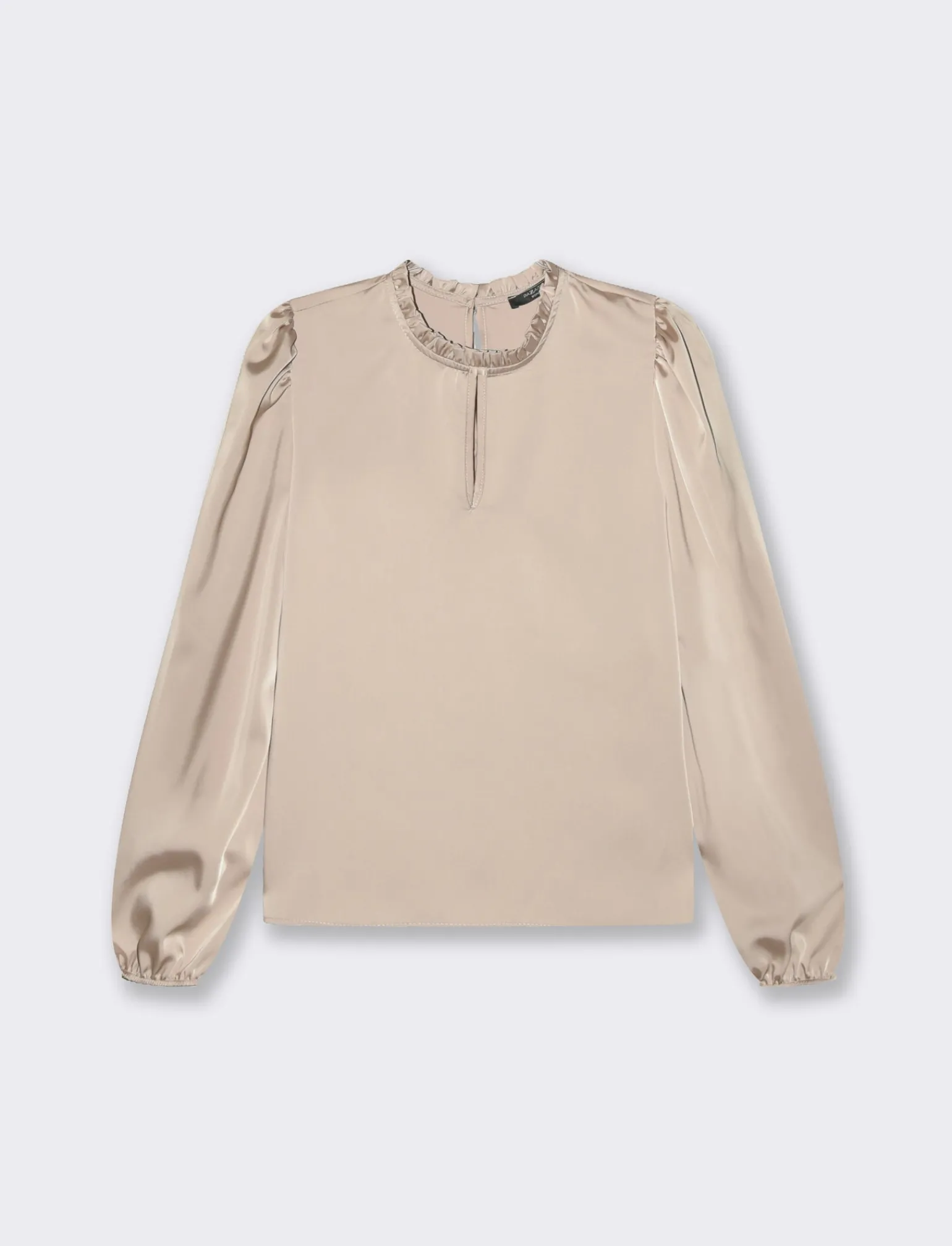 Donna Piazza Italia Donna | Camicie E Casacche<Camicia manica lunga a girocollo con rouches e apertura a goccia -