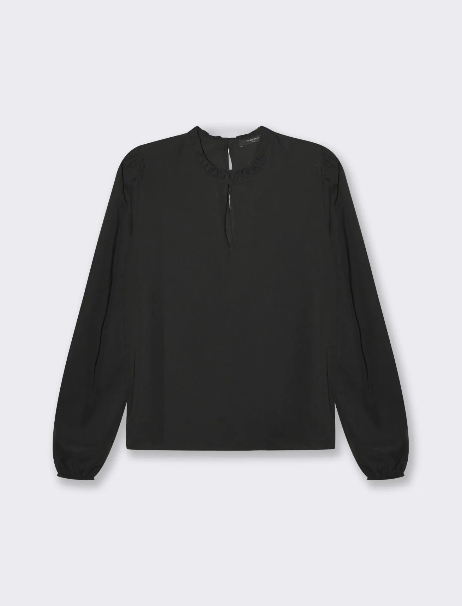 Donna Piazza Italia Donna | Camicie E Casacche<Camicia manica lunga a girocollo con rouches e apertura a goccia -