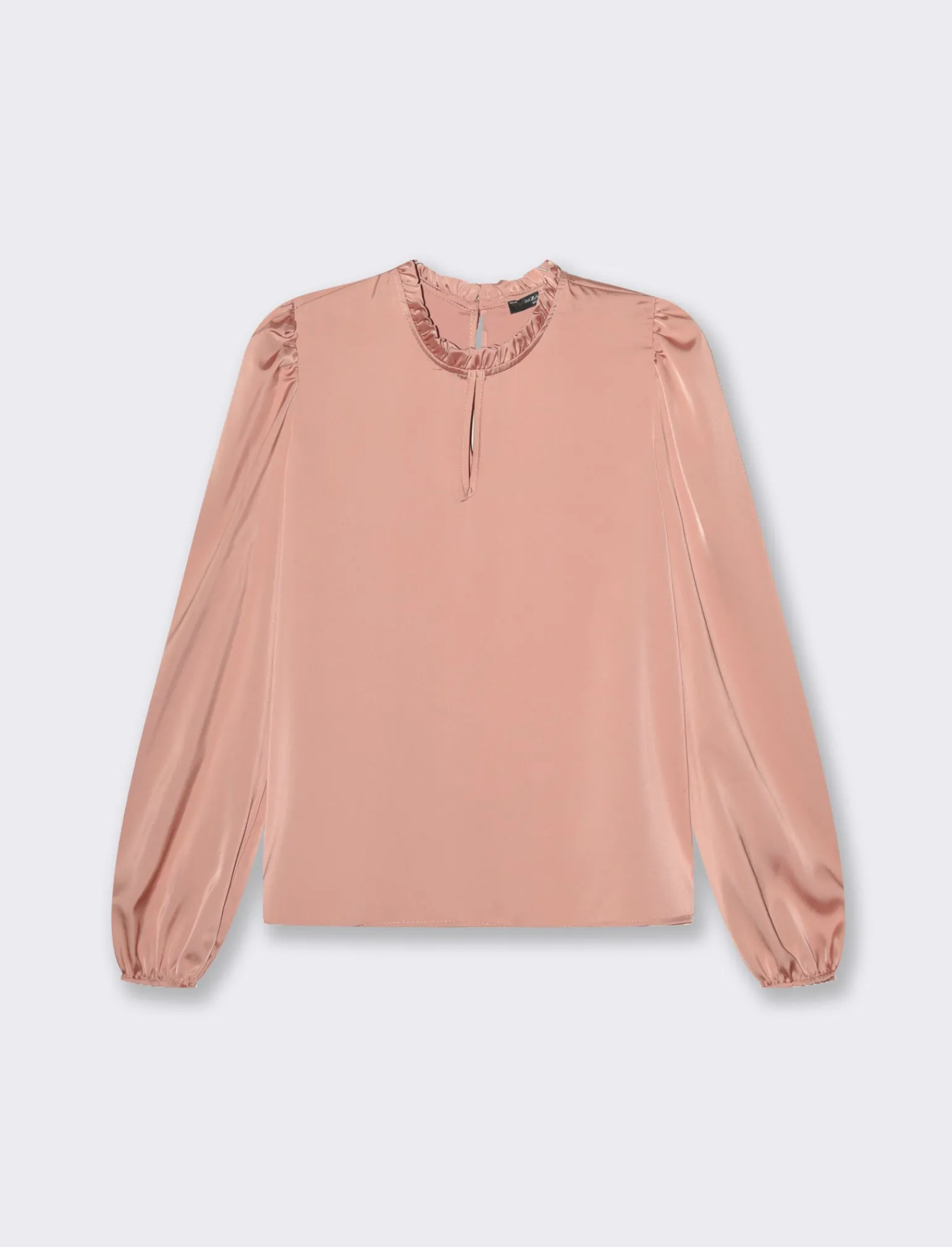 Donna Piazza Italia Donna | Camicie E Casacche<Camicia manica lunga a girocollo con rouches e apertura a goccia -