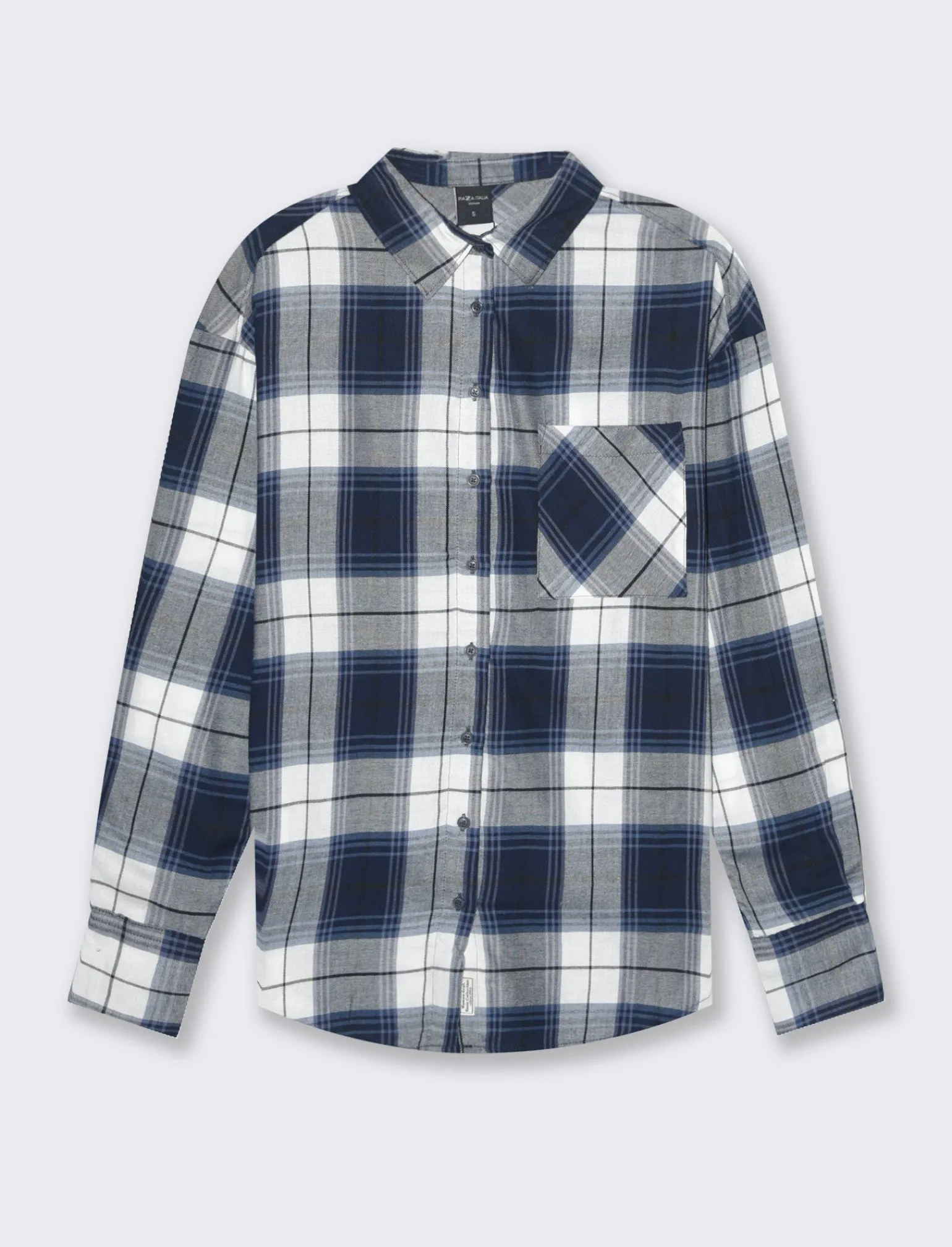 Donna Piazza Italia Donna | Camicie E Casacche<Camicia manica lunga a quadri con tasca a toppa - var 1
