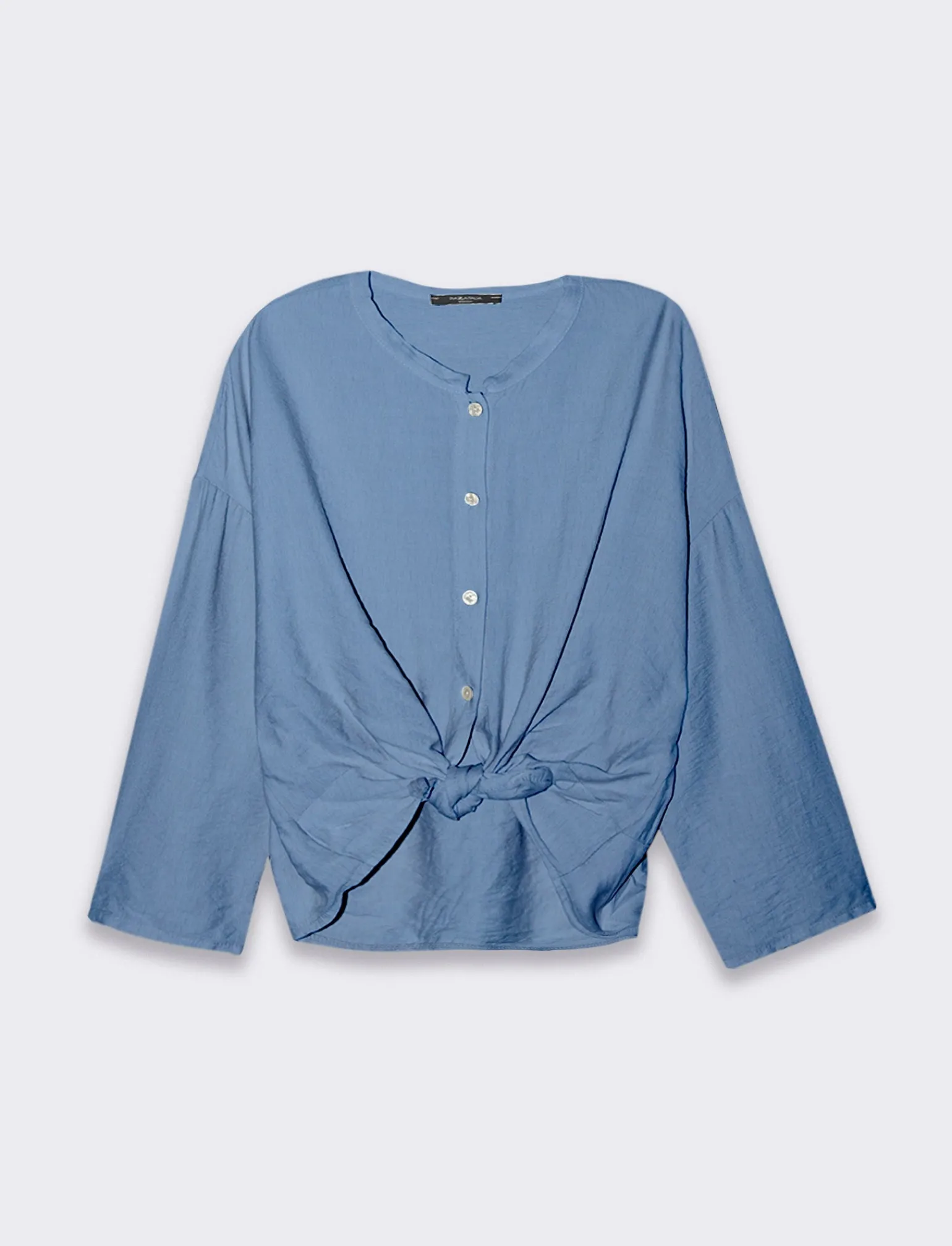 Donna Piazza Italia Camicie E Casacche<Camicia manica lunga con nodo e colletto alla coreana - Denim