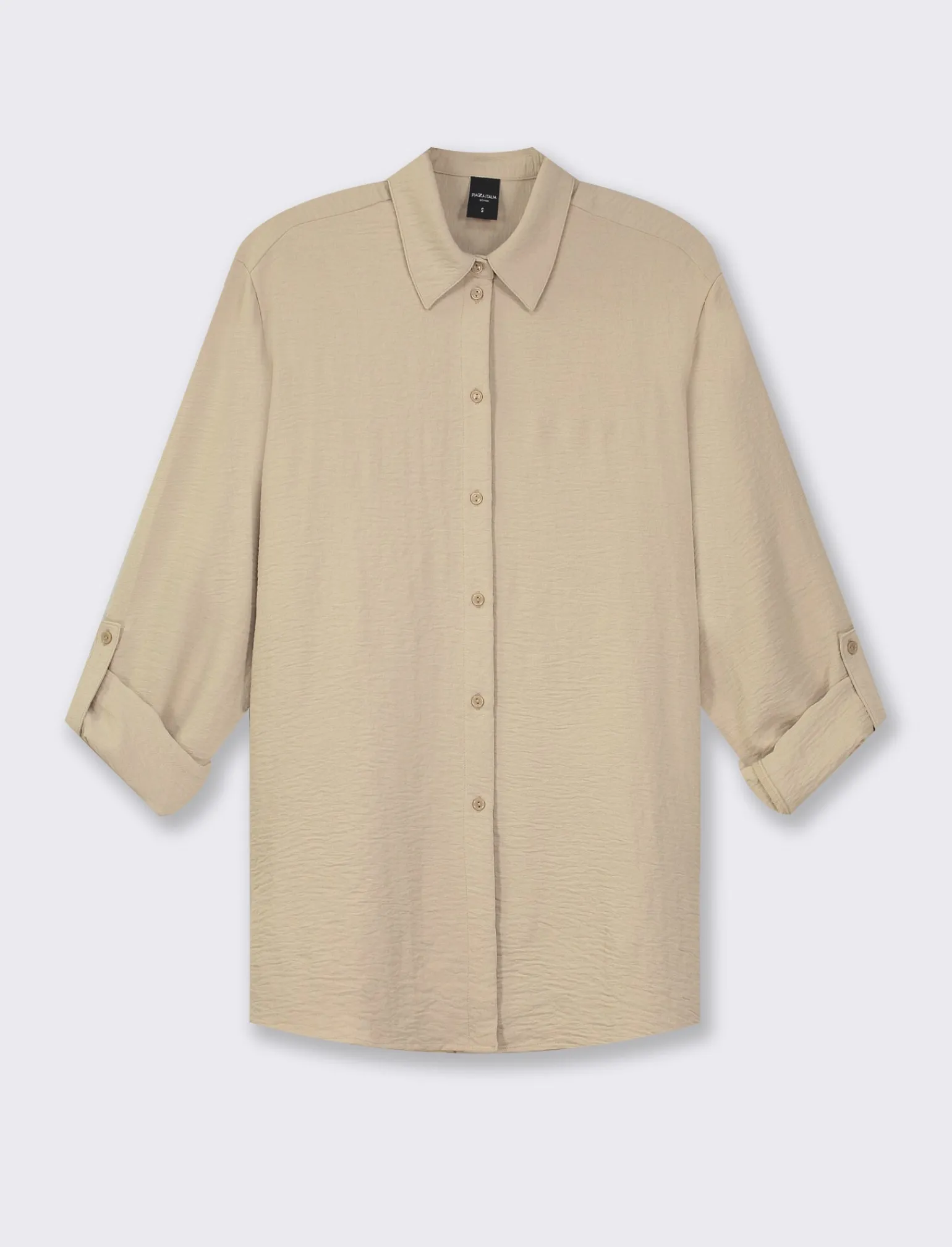Donna Piazza Italia Camicie E Casacche<Camicia manica lunga in tessuto fluido con spalla scesa e alette sulla manica - Beige corda