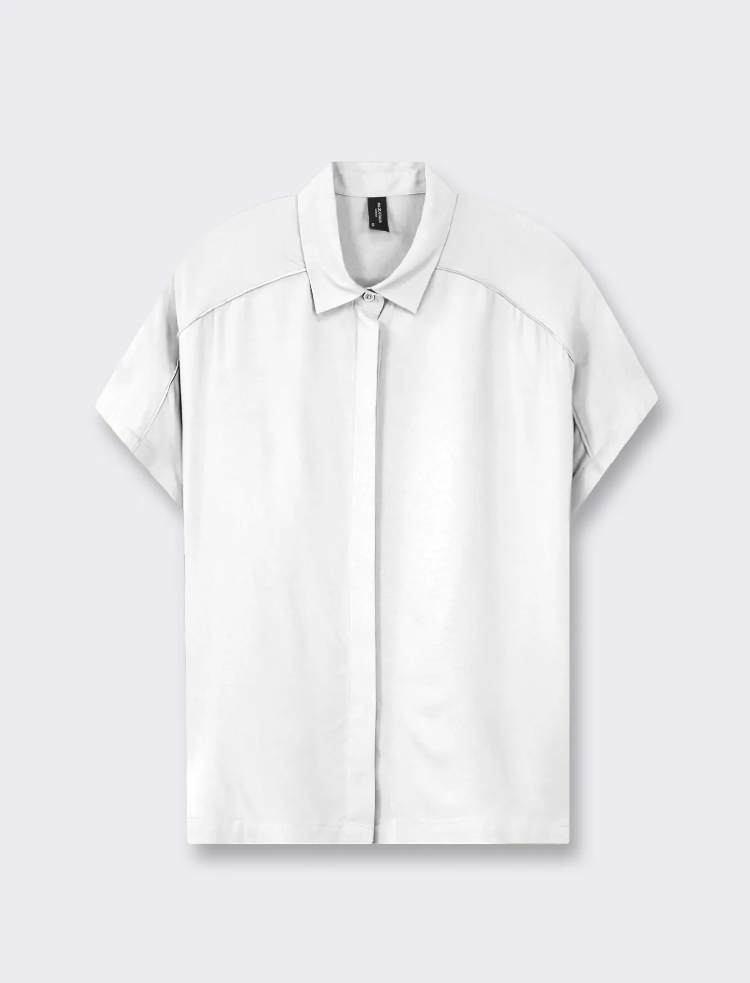 Donna Piazza Italia Camicie E Casacche<Camicia mezza manica con abbottonatura sul davanti e arriccio su spalla - latte