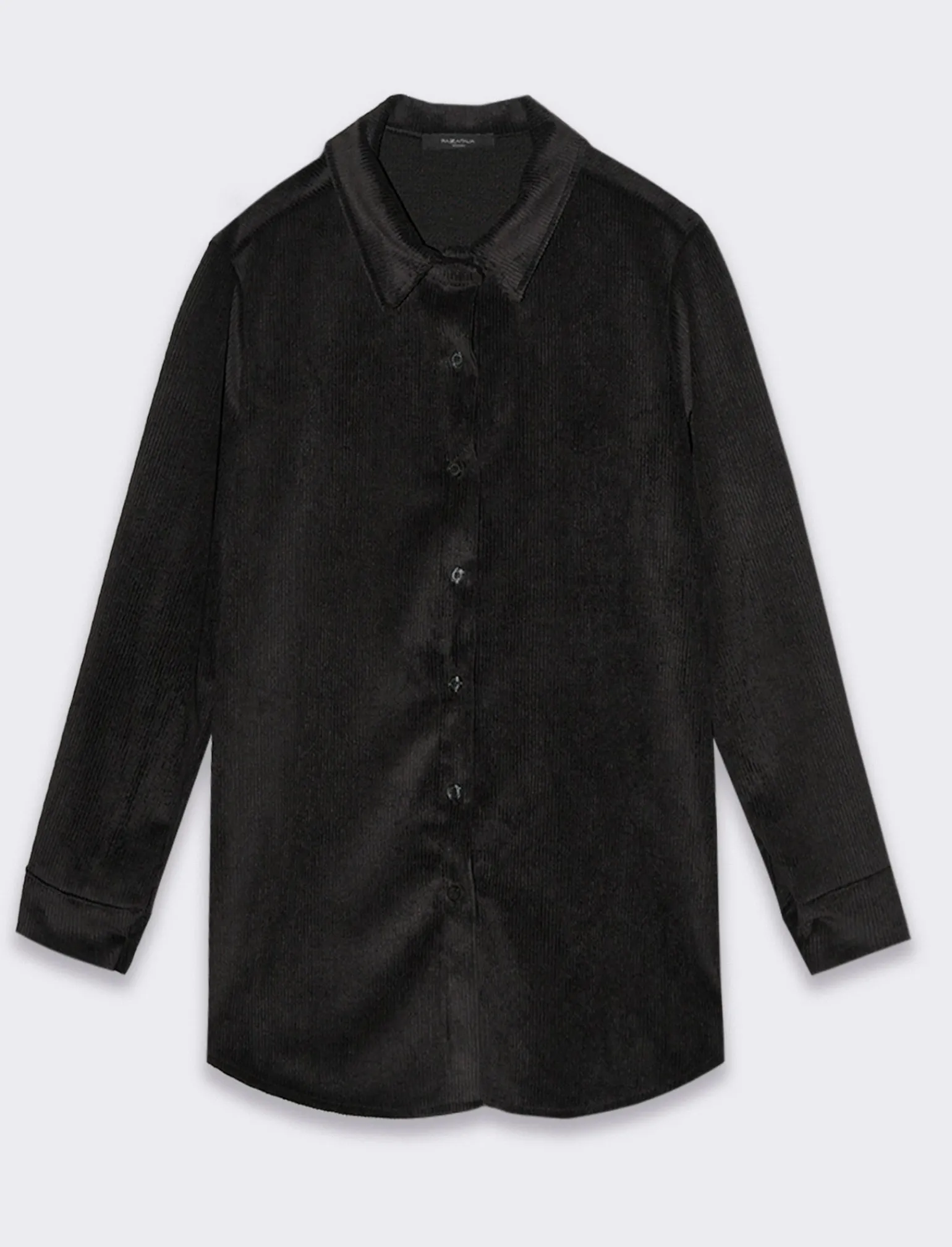Donna Piazza Italia Donna | Camicie E Casacche<Camicia mnica lunga a coste con tessuto effetto velluto -
