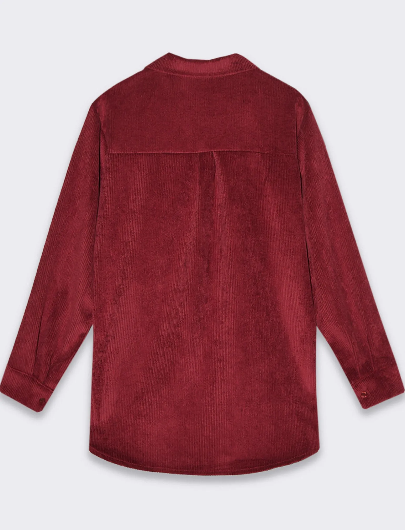 Donna Piazza Italia Donna | Camicie E Casacche<Camicia mnica lunga a coste con tessuto effetto velluto - Vinaccia
