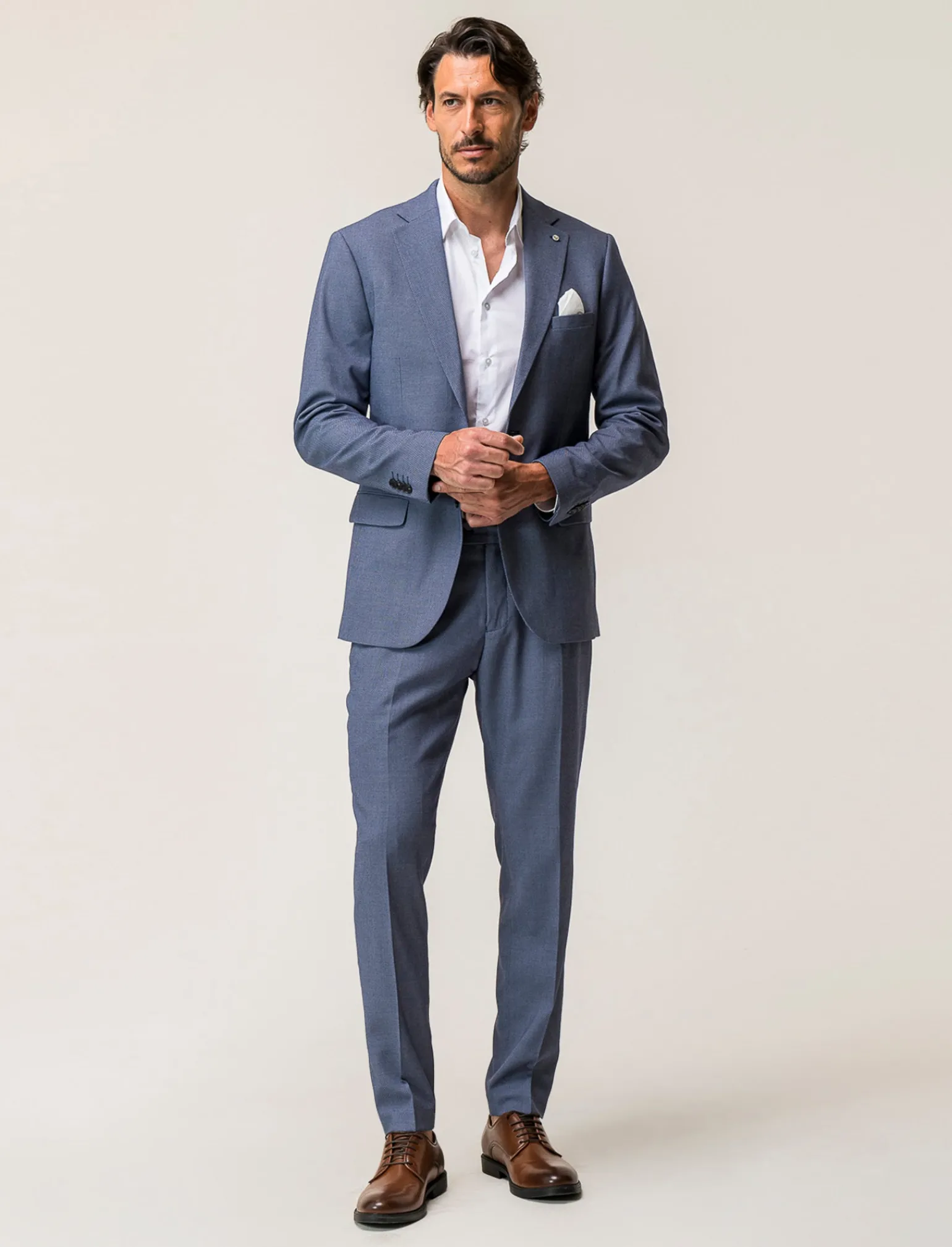 Uomo Piazza Italia Uomo | Camicie<Camicia realizzata in tessuto di cotone elasticizzato con collo francese e maniche lunghe -