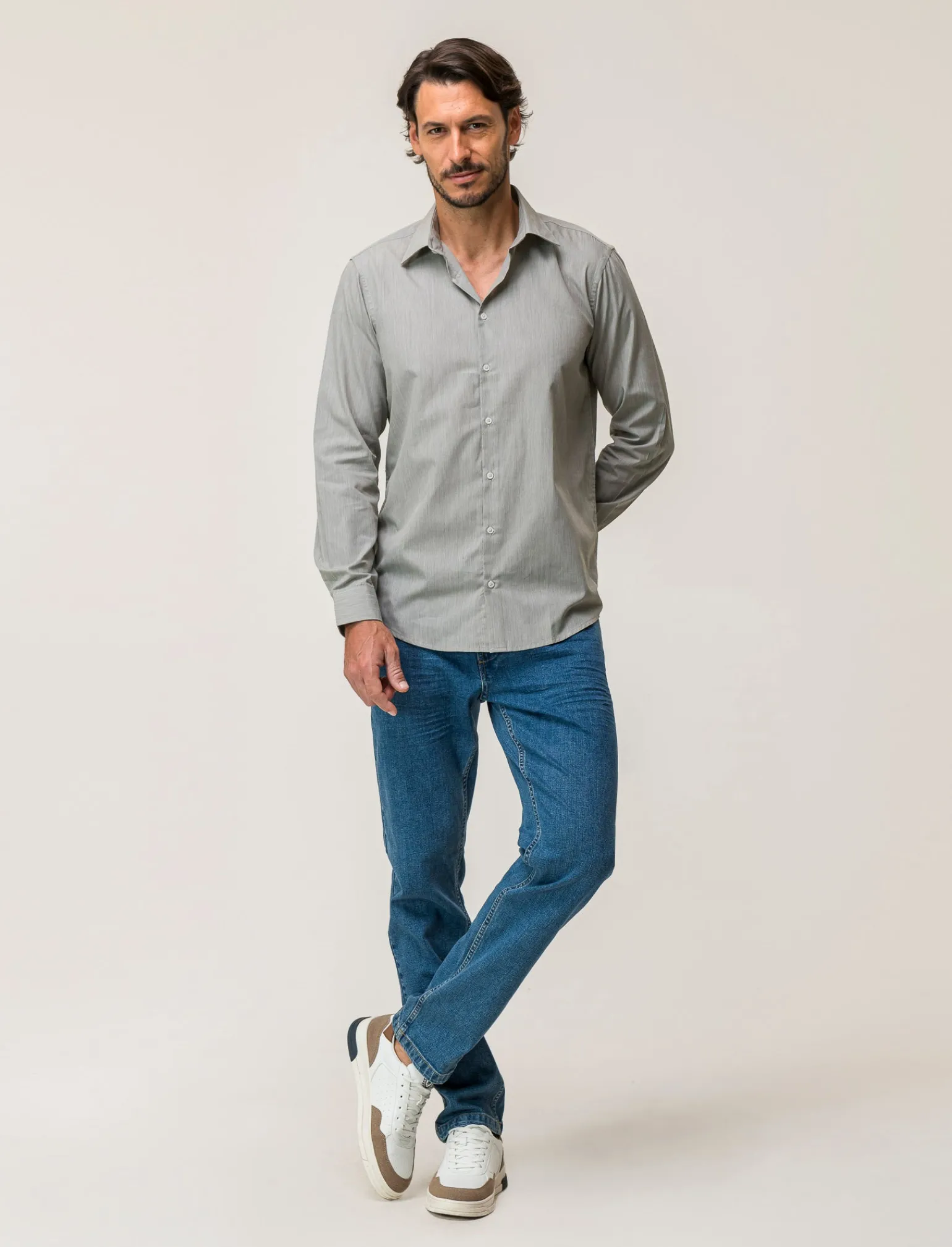 Uomo Piazza Italia Camicie<Camicia regular fit realizzata in tessuto di misto cotone fil a fil easy iron con collo francese e m -