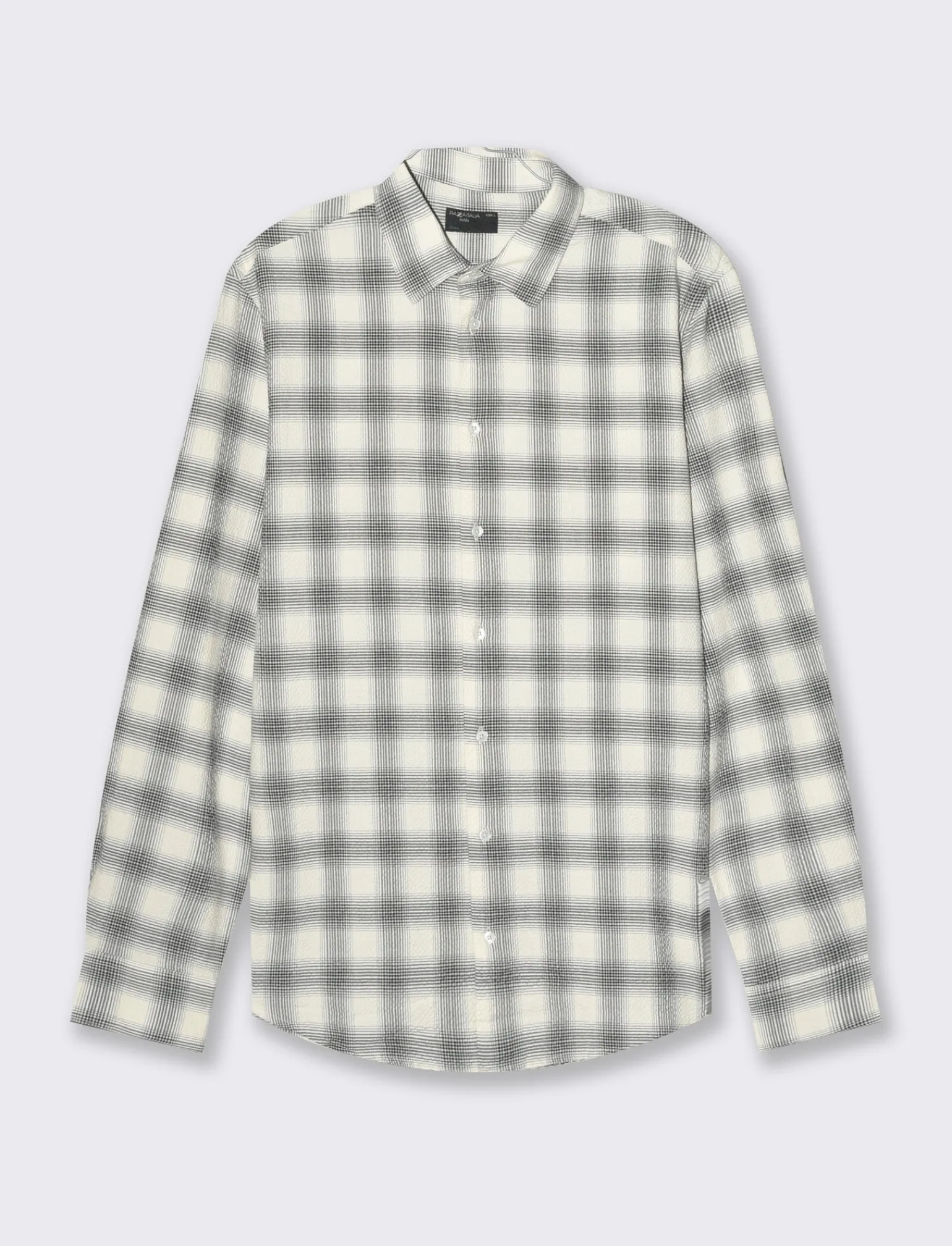 Uomo Piazza Italia Camicie<Camicia regular fit realizzata in tessuto goffrato di cotone elasticizzato -