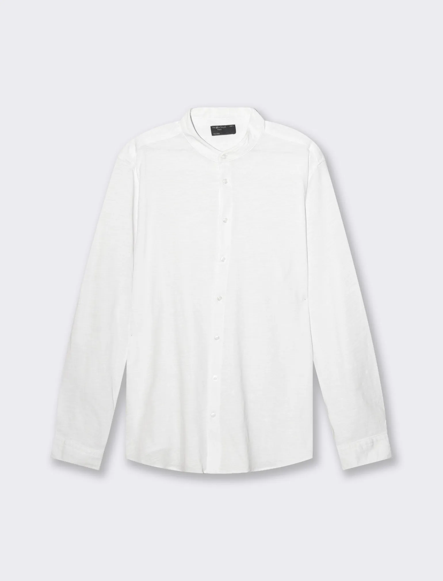 Uomo Piazza Italia Camicie<Camicia regular fit realizzata in tessuto jersey slub in puro cotone con collo coreano e maniche lun -