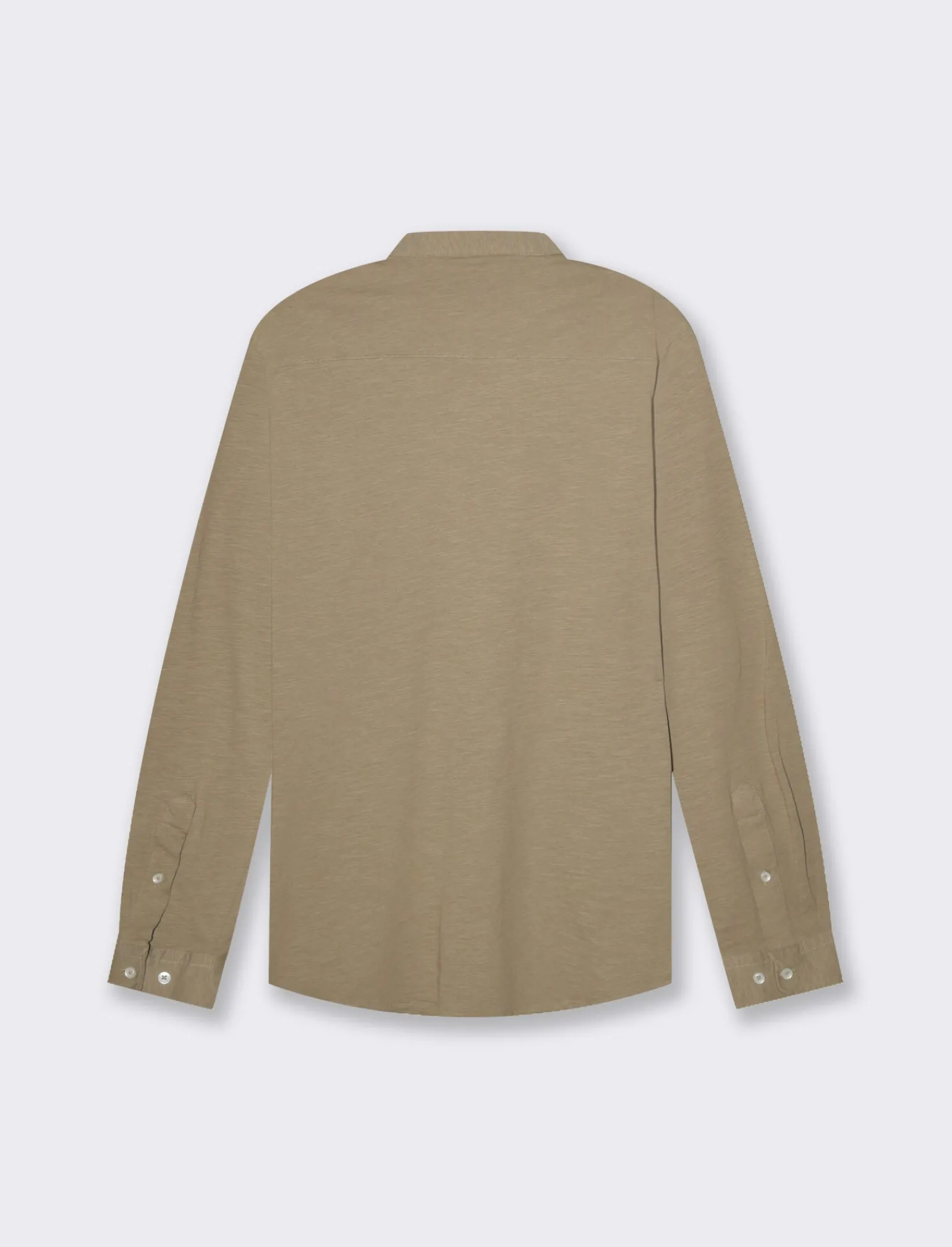 Uomo Piazza Italia Camicie<Camicia regular fit realizzata in tessuto jersey slub in puro cotone con collo coreano e maniche lun - tortora