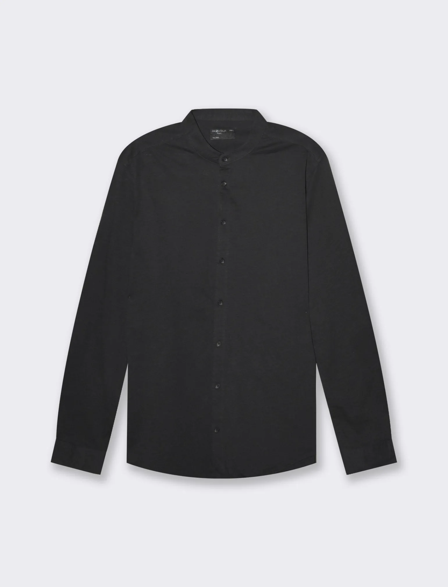 Uomo Piazza Italia Camicie<Camicia regular fit realizzata in tessuto jersey slub in puro cotone con collo coreano e maniche lun -