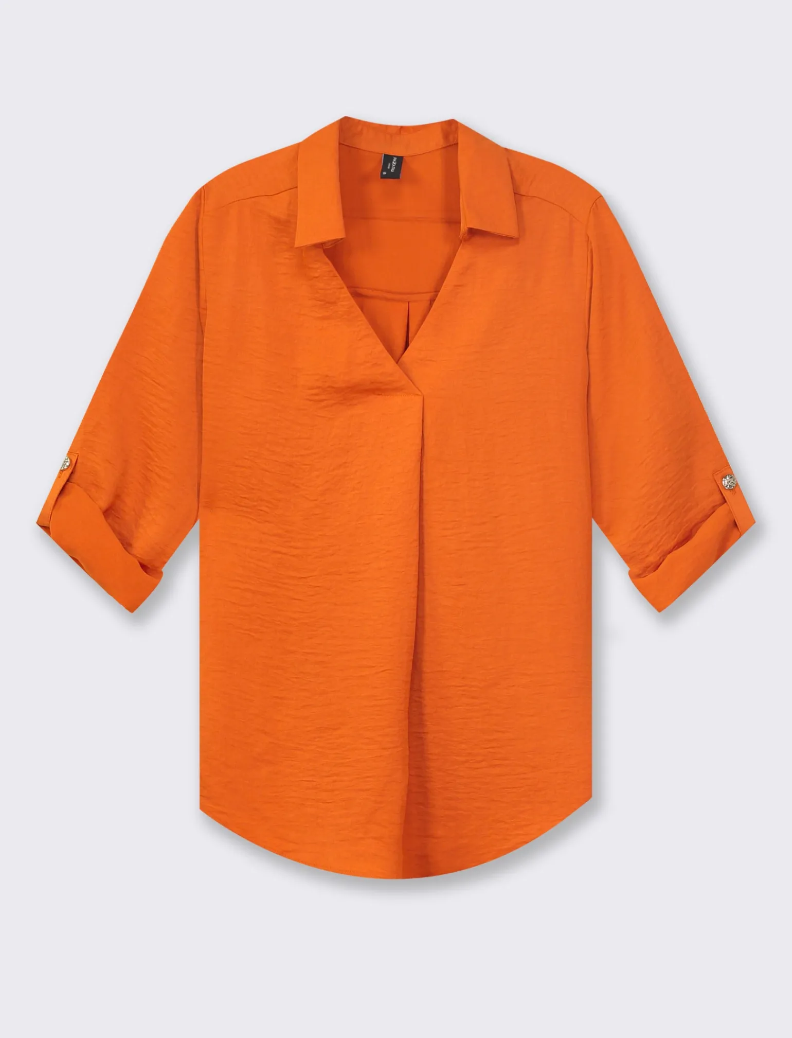 Donna Piazza Italia Donna | Camicie E Casacche<Camicia scollo a V con manica lunga risvoltabile con alette - Arancio