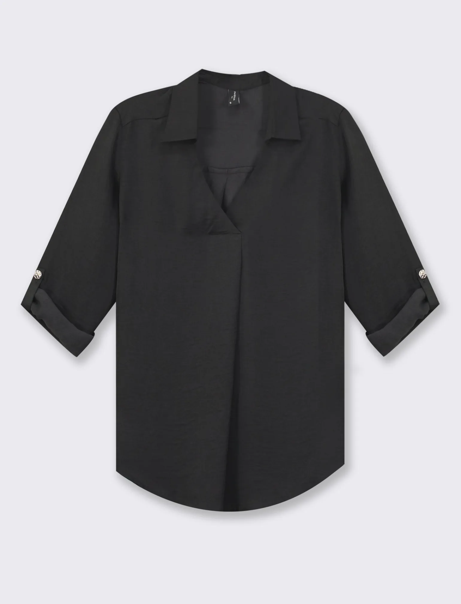 Donna Piazza Italia Donna | Camicie E Casacche<Camicia scollo a V con manica lunga risvoltabile con alette -