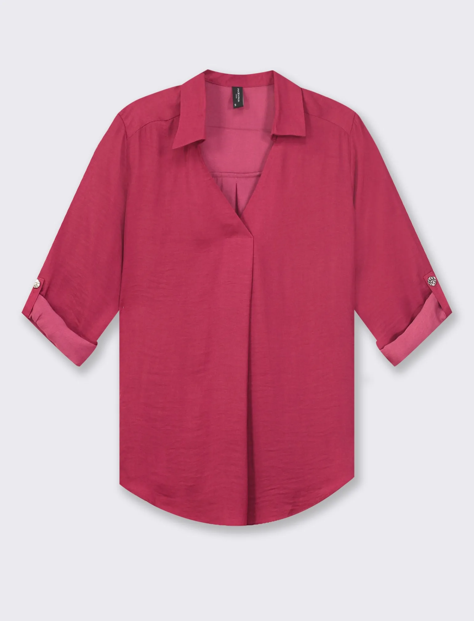 Donna Piazza Italia Donna | Camicie E Casacche<Camicia scollo a V con manica lunga risvoltabile con alette - india