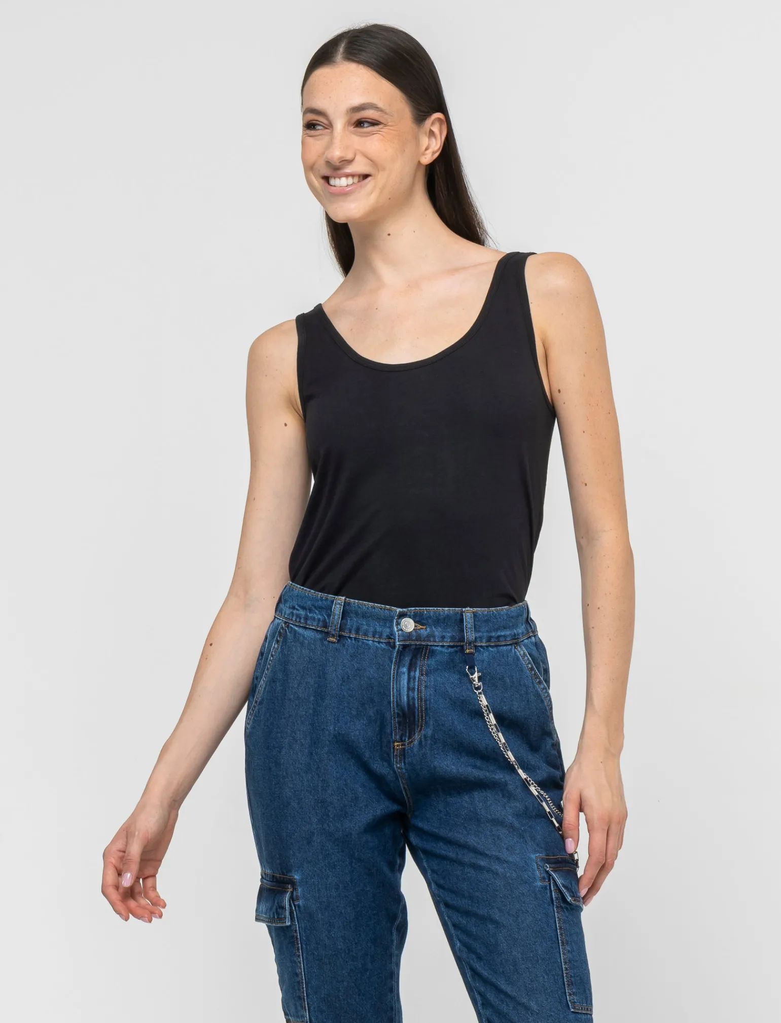 Donna Piazza Italia Donna<Canotta basic realizzata in tessuto slub -
