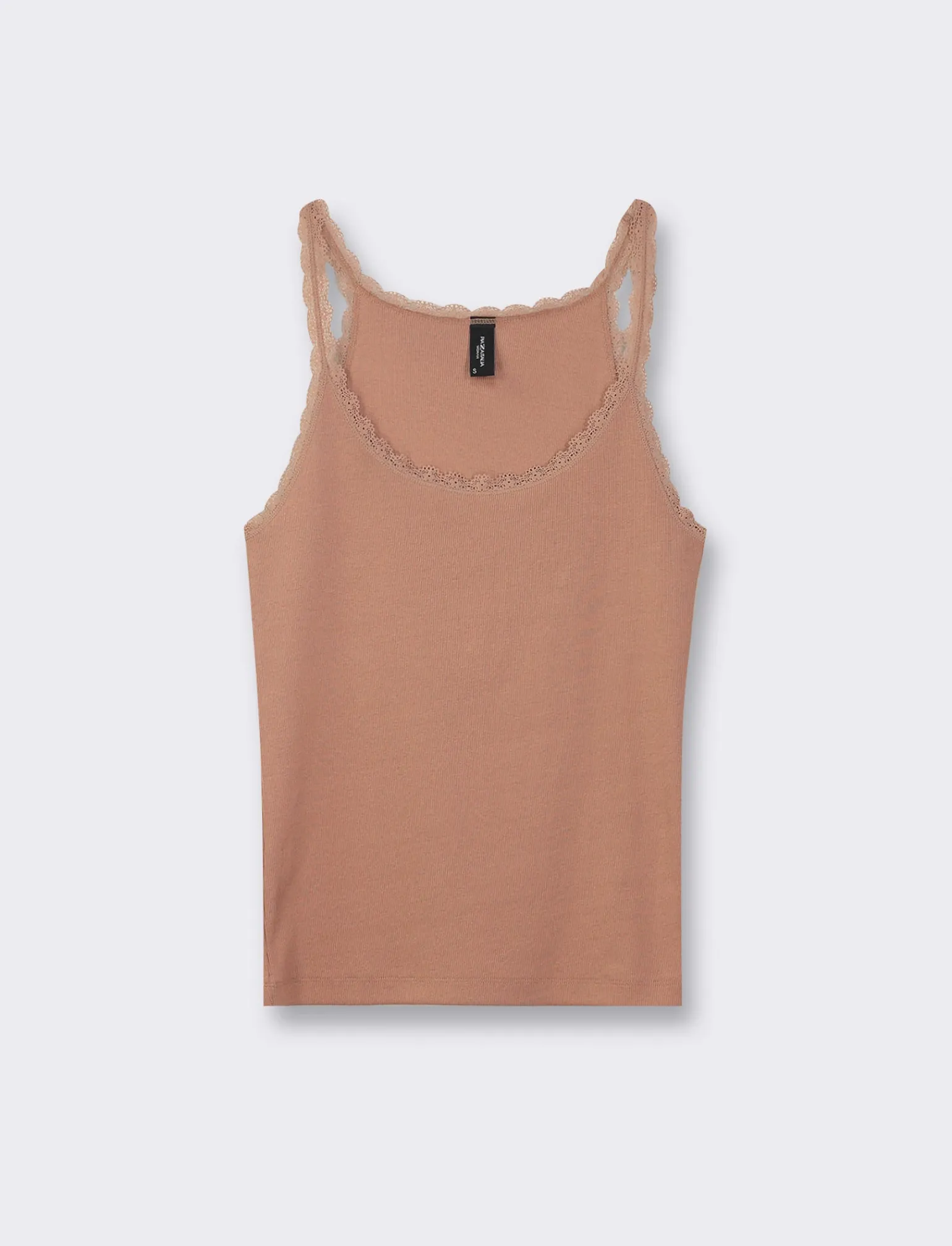 Donna Piazza Italia Donna | T-Shirt E Top<Canotta con spalline e scollatura profonda in pizzo, vestibilità slim - castoro