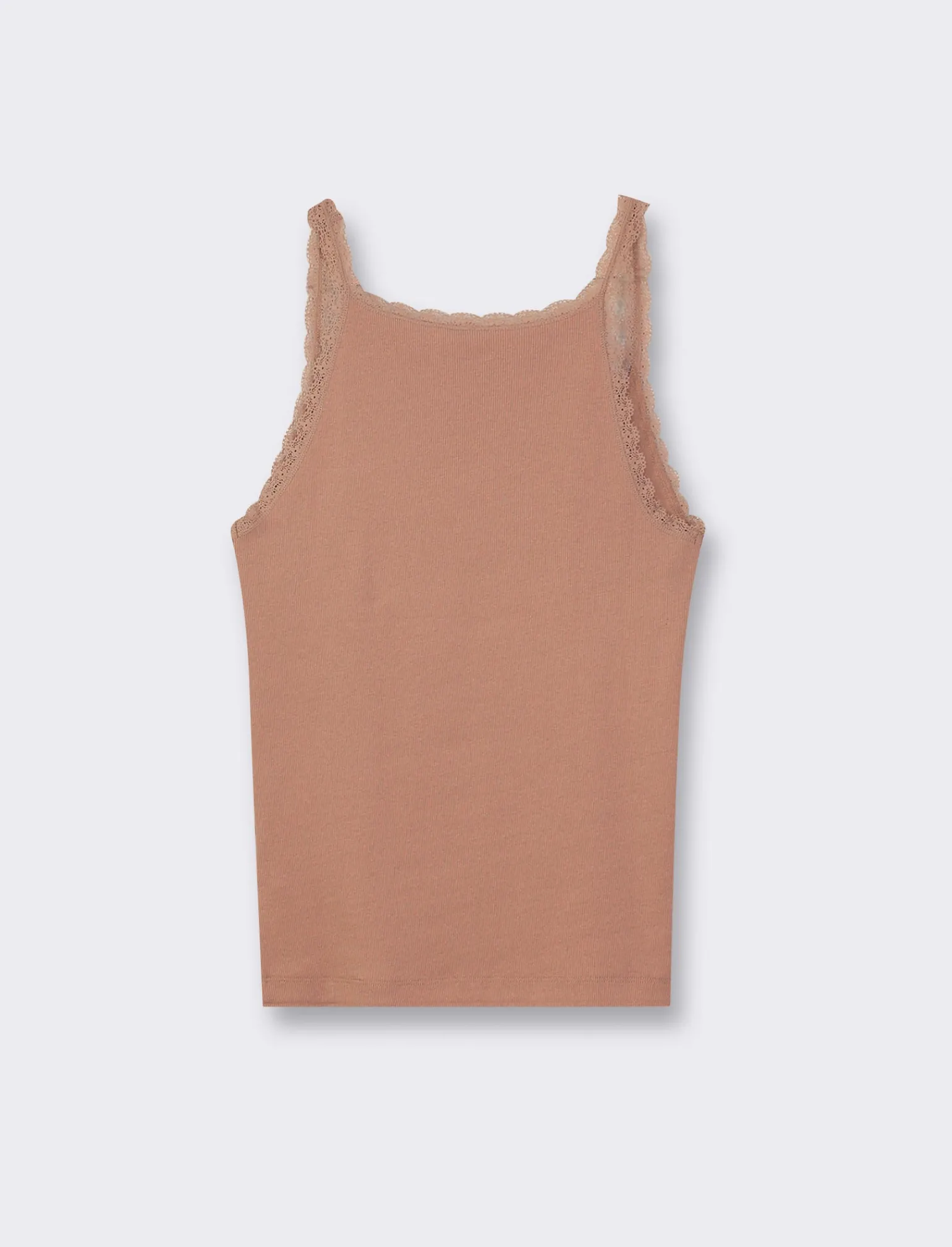 Donna Piazza Italia Donna | T-Shirt E Top<Canotta con spalline e scollatura profonda in pizzo, vestibilità slim - castoro