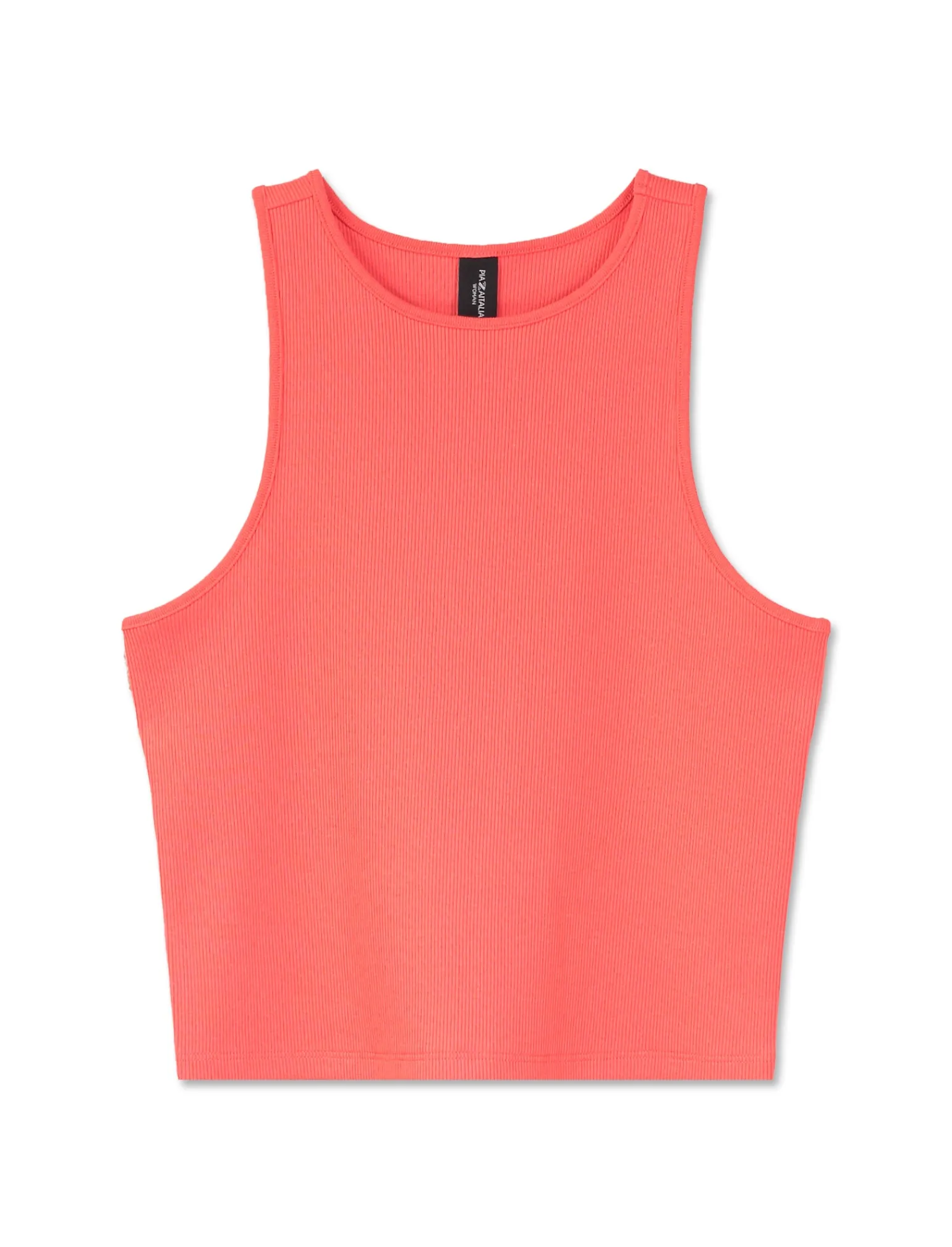 Donna Piazza Italia Donna | T-Shirt E Top<Canotta cropped in tessuto elastico a costina doppia vestibilità slim - Corallo