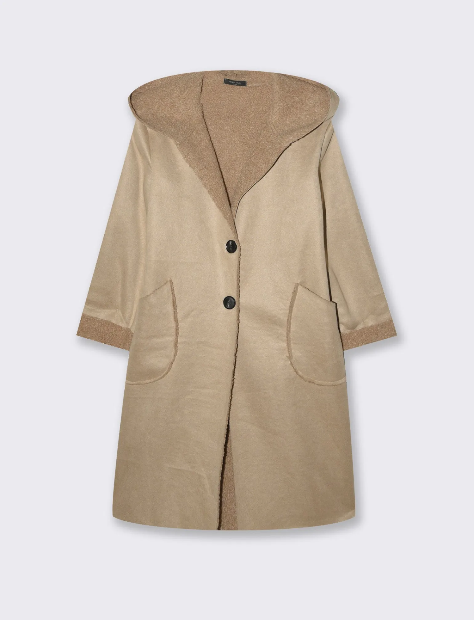 Donna Piazza Italia Giubbini E Cappotti<Capotto con cappuccio in tessuto boucle - Beige