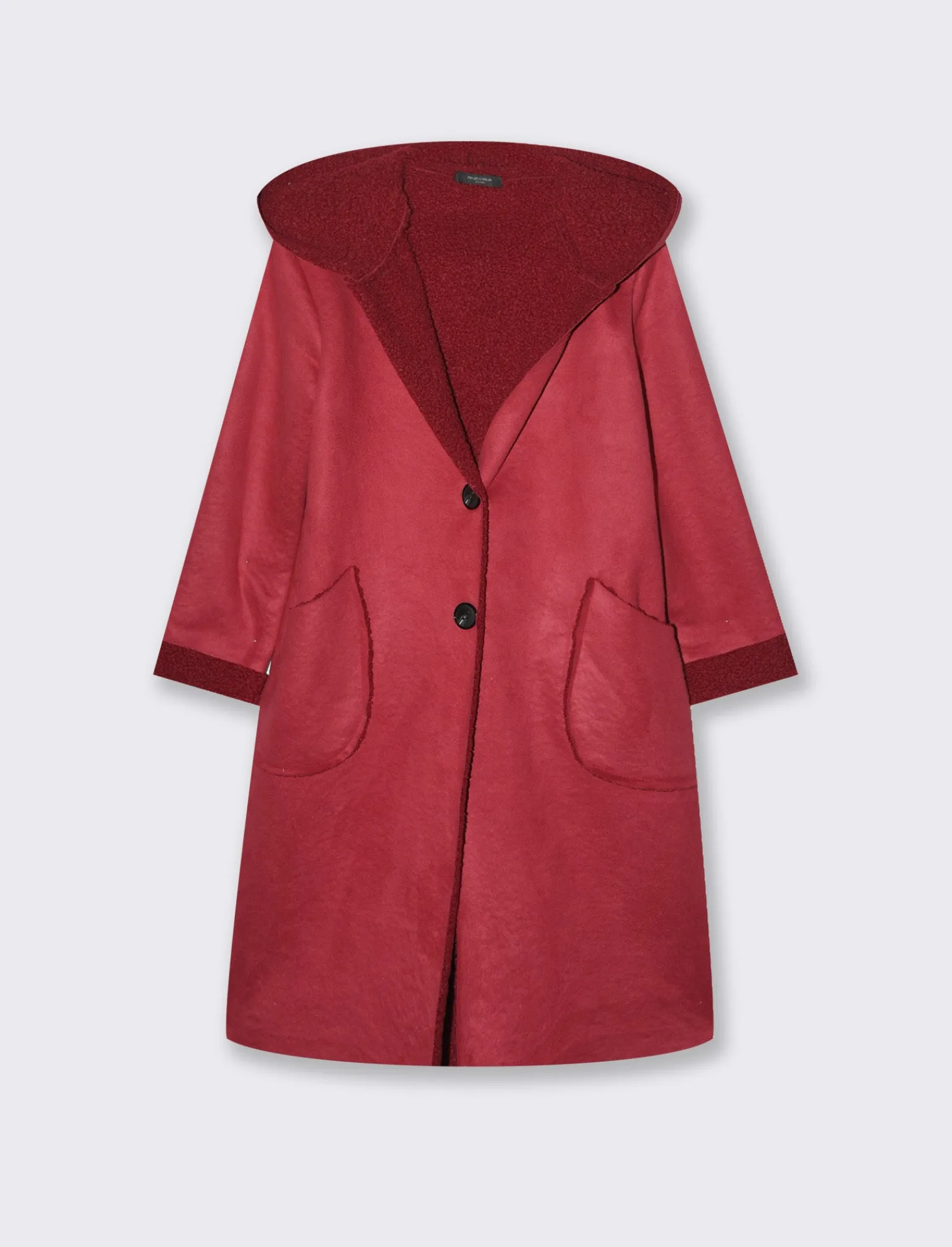 Donna Piazza Italia Giubbini E Cappotti<Capotto con cappuccio in tessuto boucle - Vinaccia