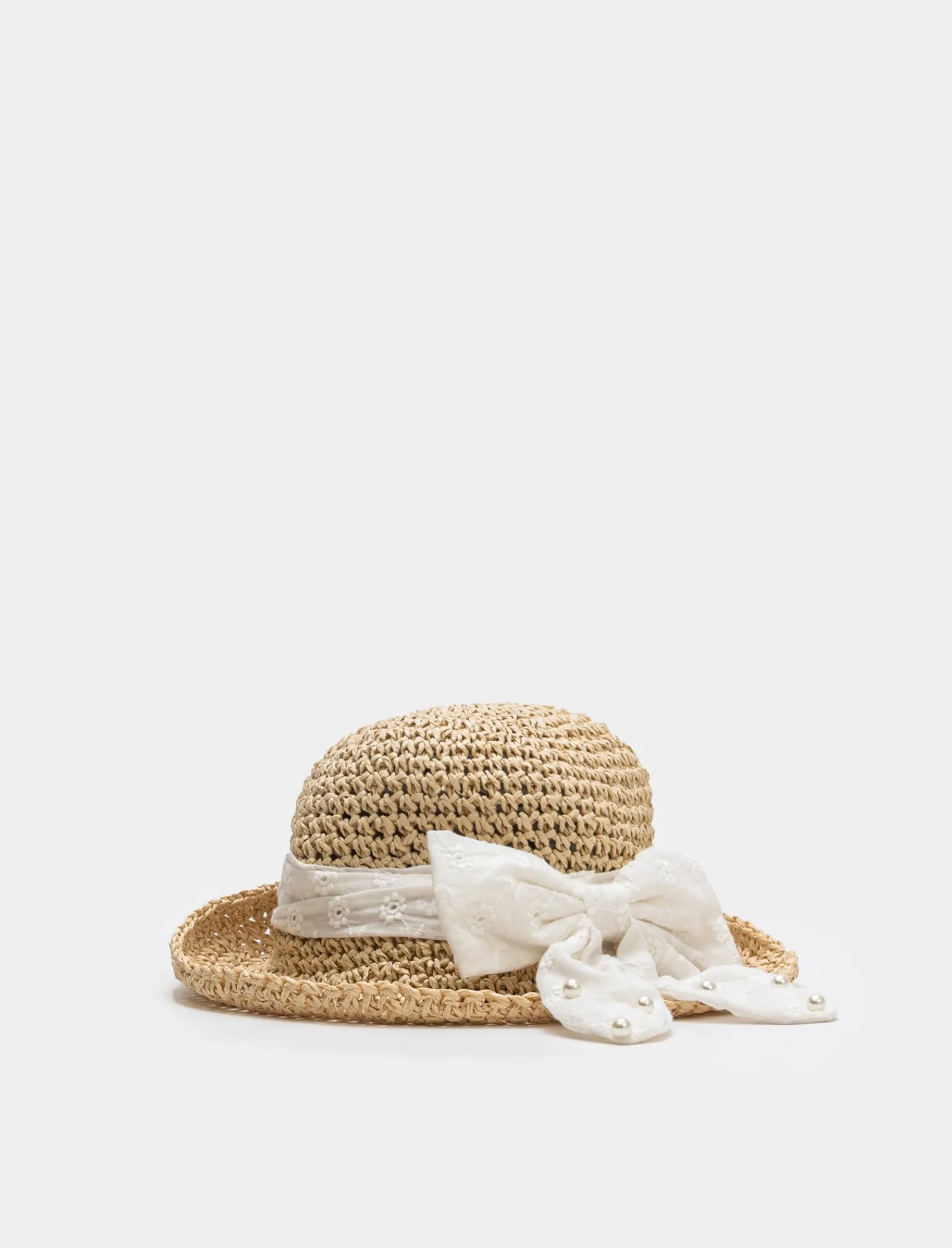 Piazza Italia Bambina<Cappello bambina con fiocco pizzo sangallo -