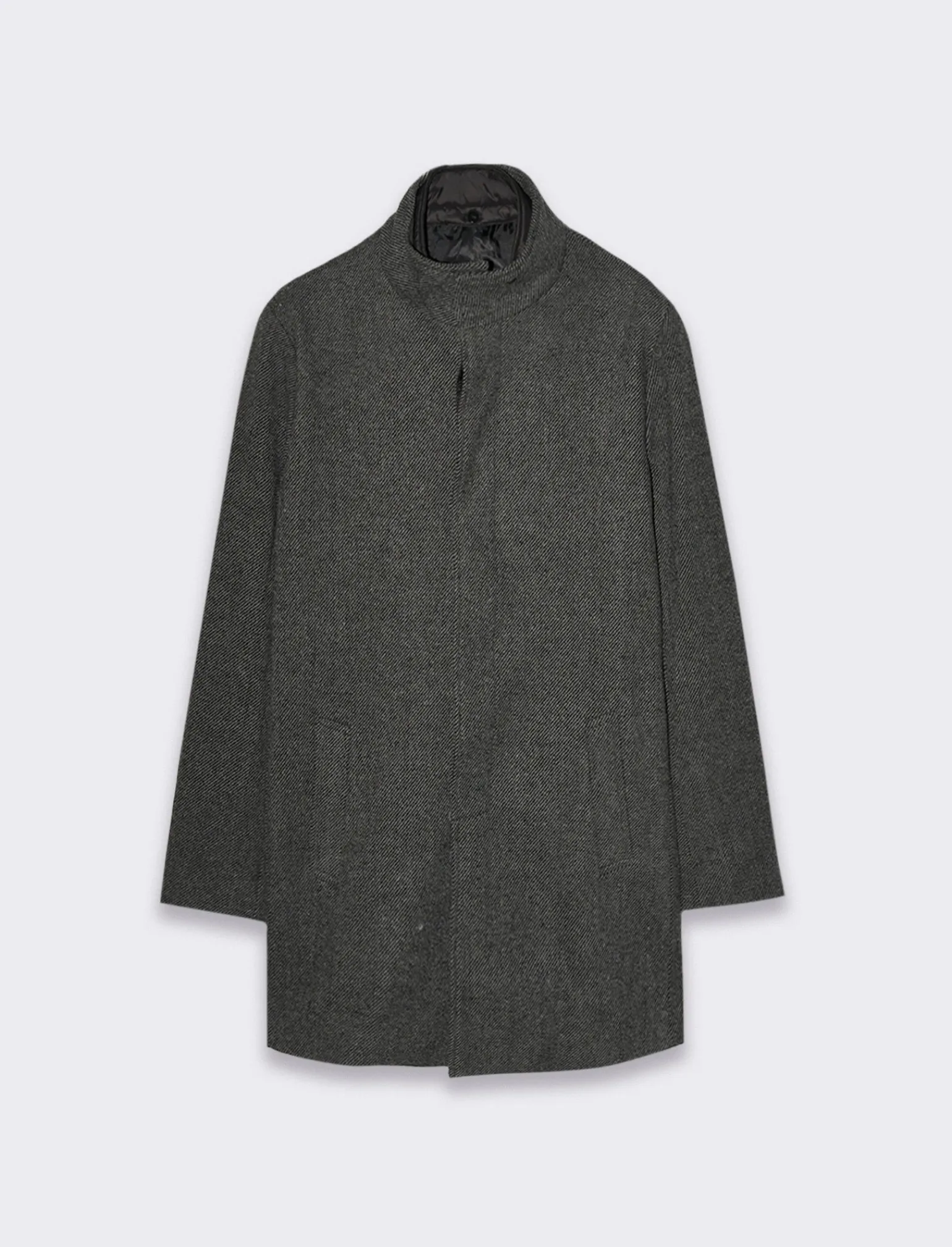 Uomo Piazza Italia Giubbini E Cappotti<Cappotto collo coreano in tessuto diagonale -