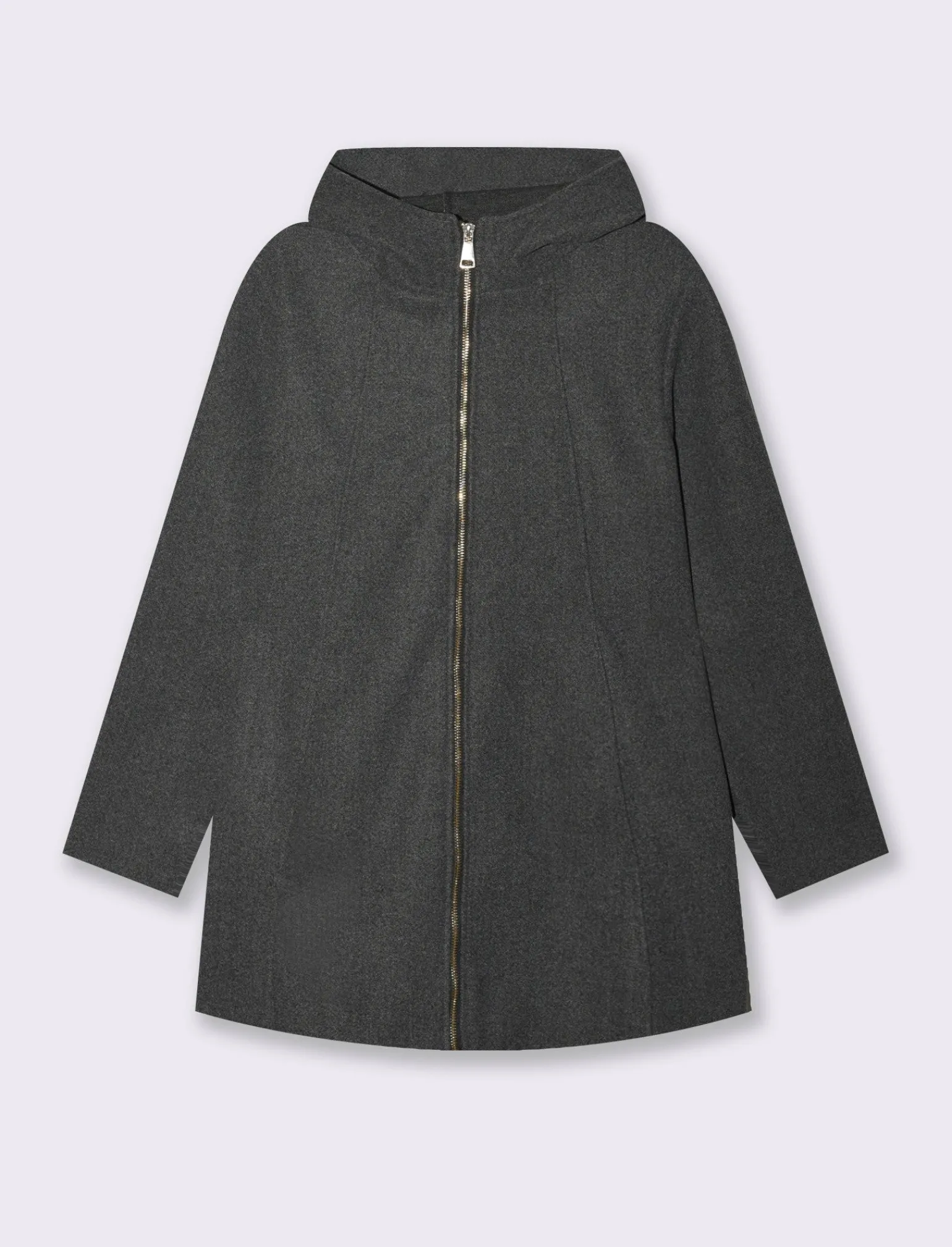Donna Piazza Italia Giubbini E Cappotti<Cappotto con cappuccio e chiusura con zip - Grigio