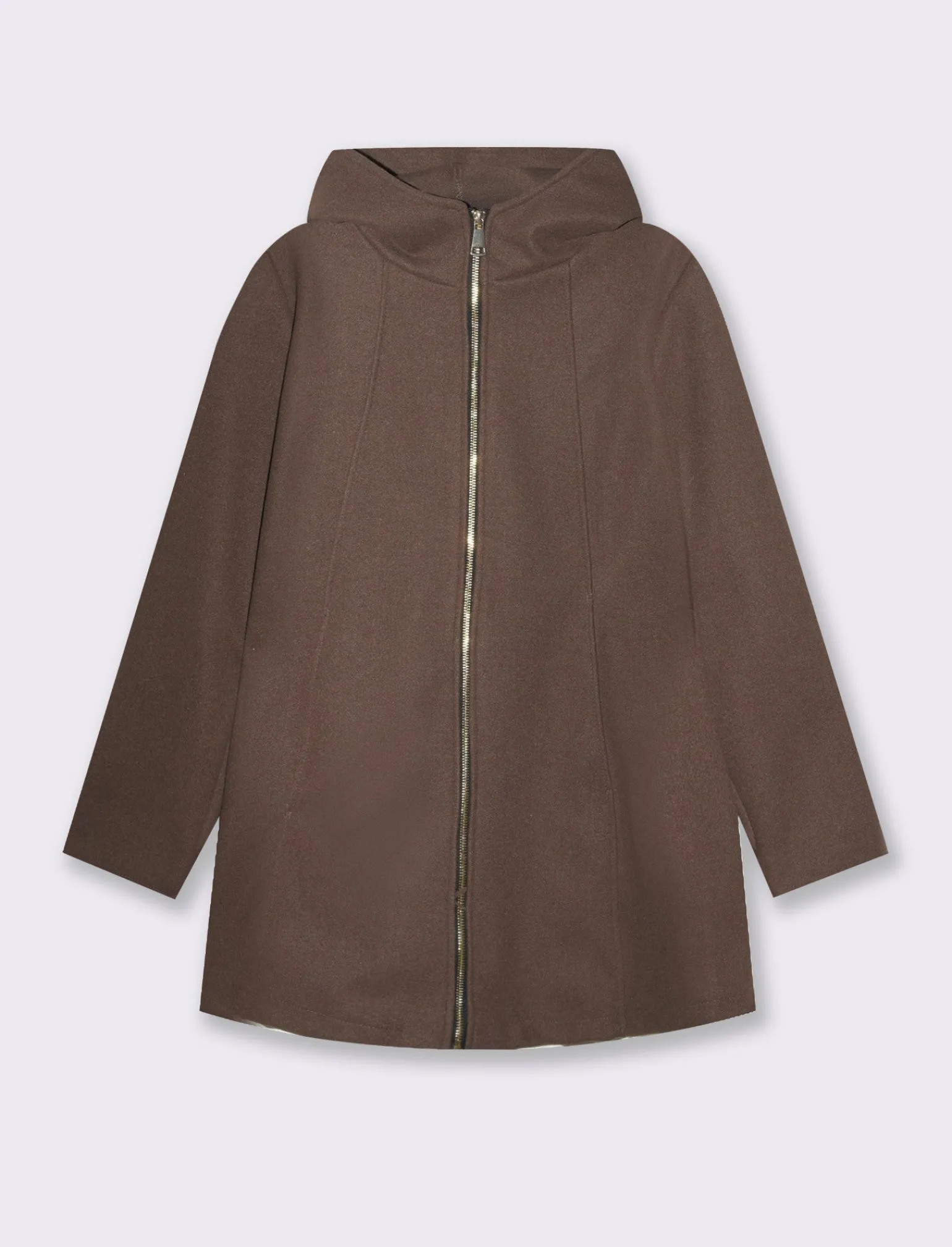 Donna Piazza Italia Giubbini E Cappotti<Cappotto con cappuccio e chiusura con zip - Grigio talpa
