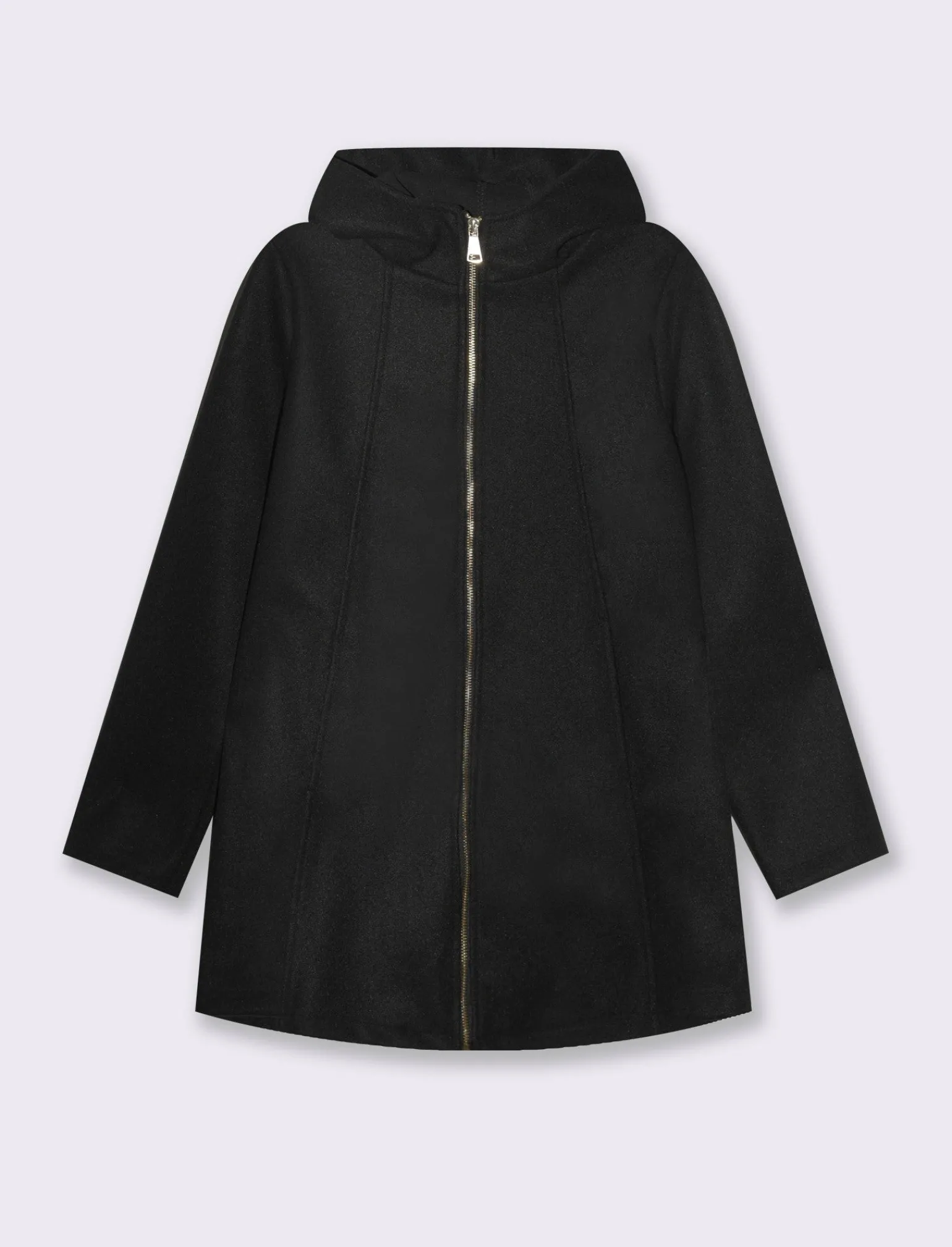Donna Piazza Italia Giubbini E Cappotti<Cappotto con cappuccio e chiusura con zip - Nero