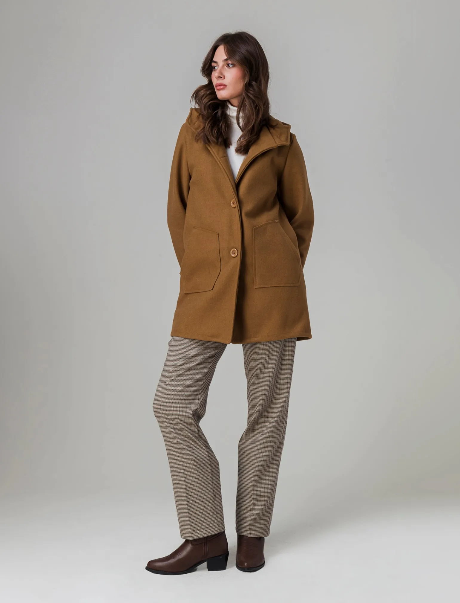Donna Piazza Italia Giubbini E Cappotti<Cappotto con cappuccio e tasche a taglio - Cammello